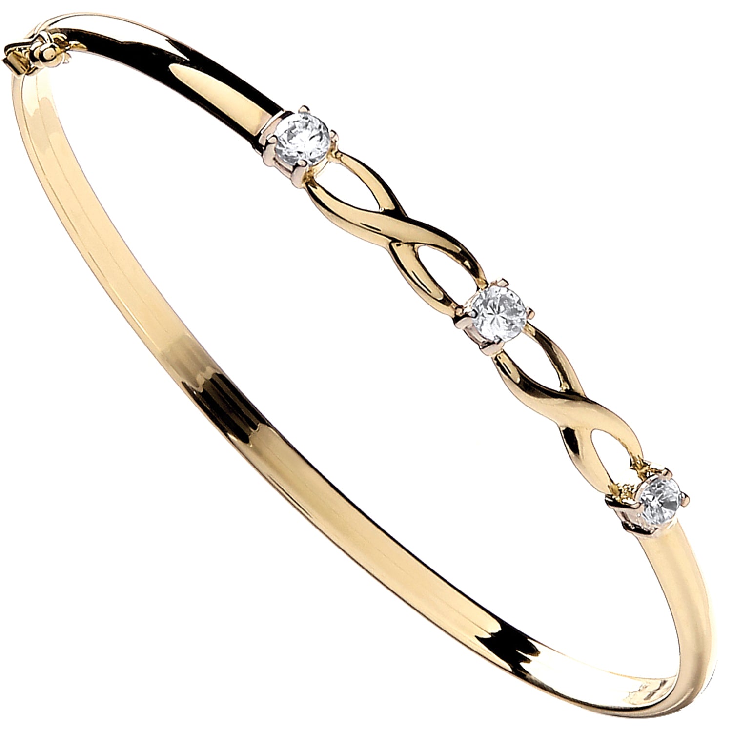 9ct Yellow Gold Cubic Zirconia Bangle