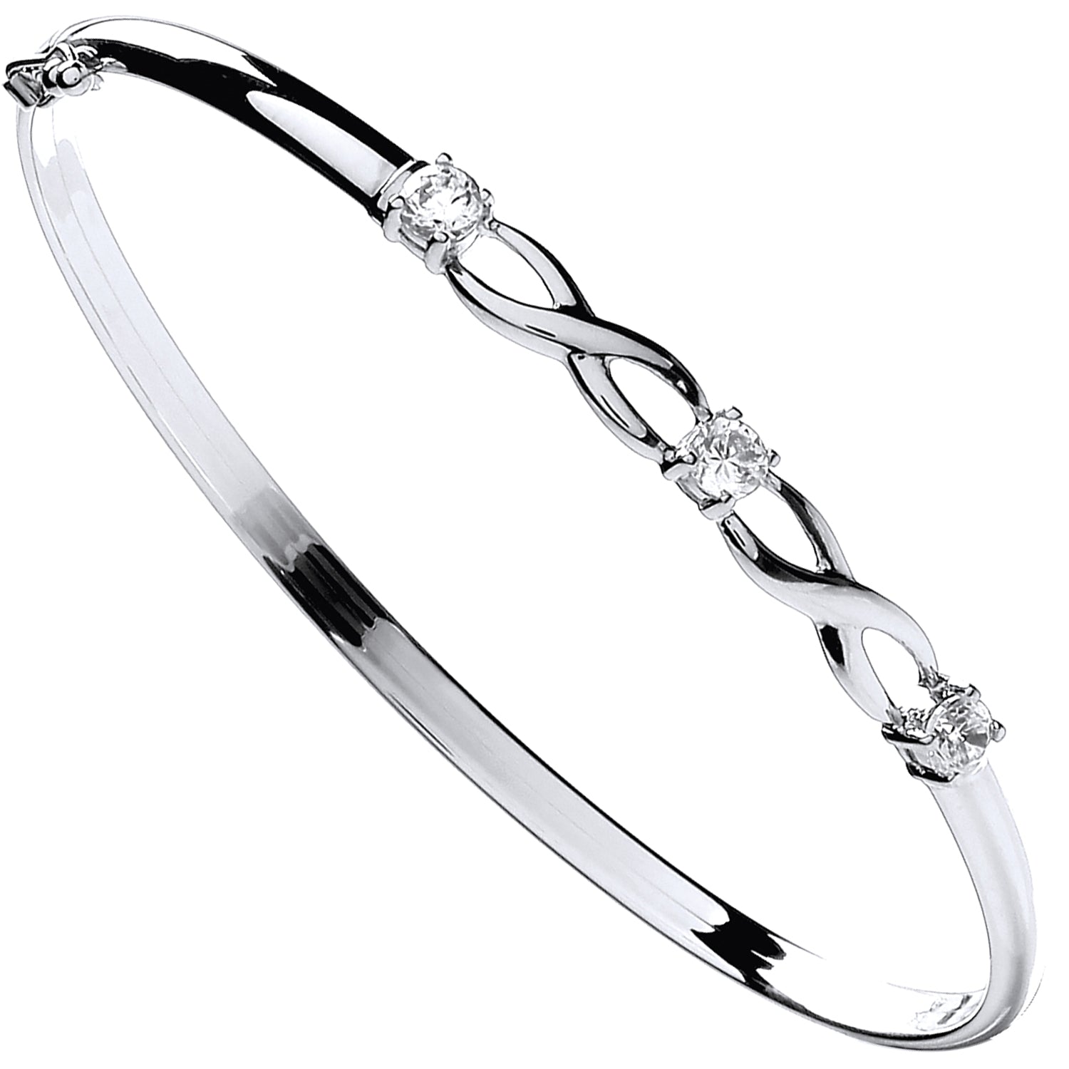 9ct White Gold Infinity Cubic Zirconia Bangle