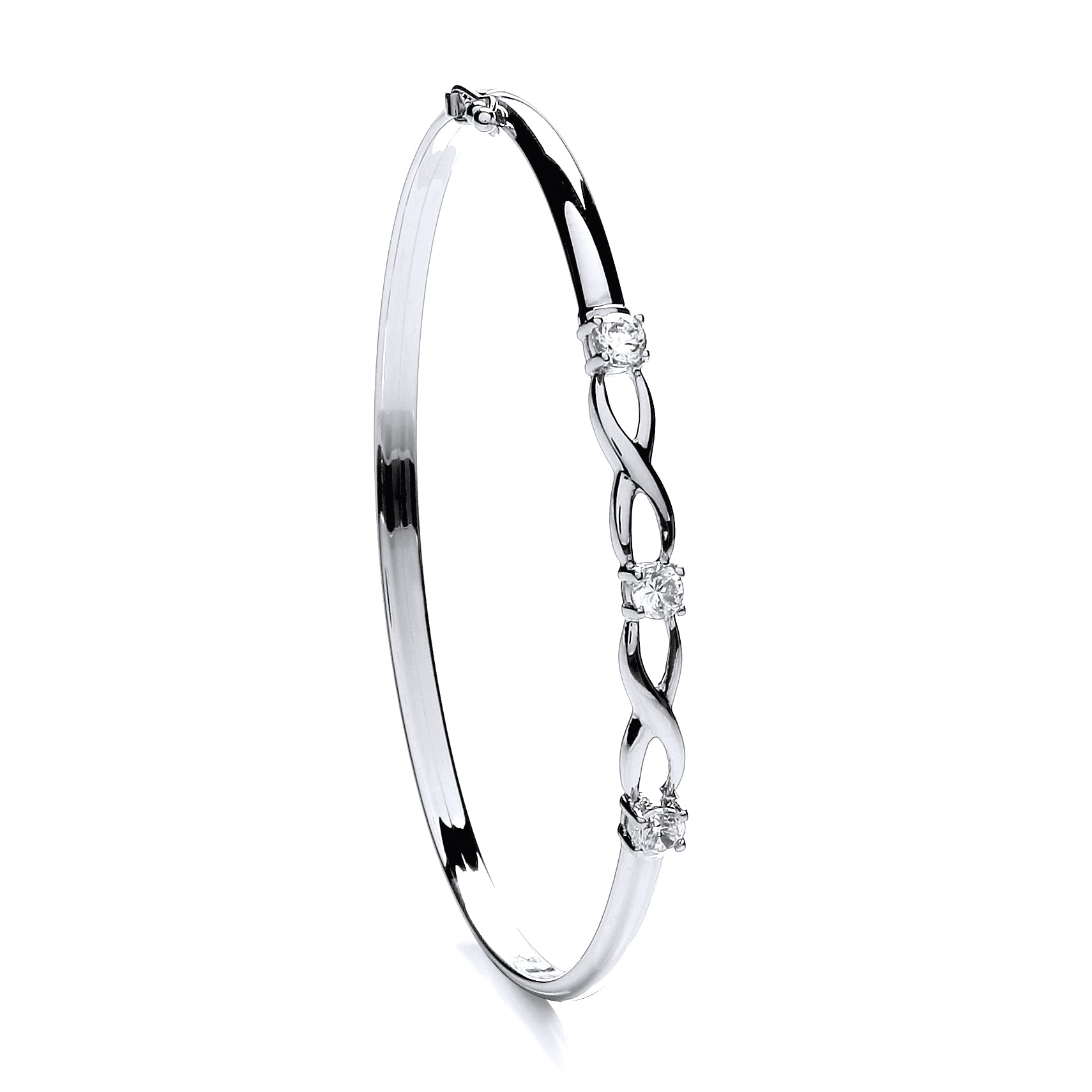 9ct White Gold Infinity Cubic Zirconia Bangle