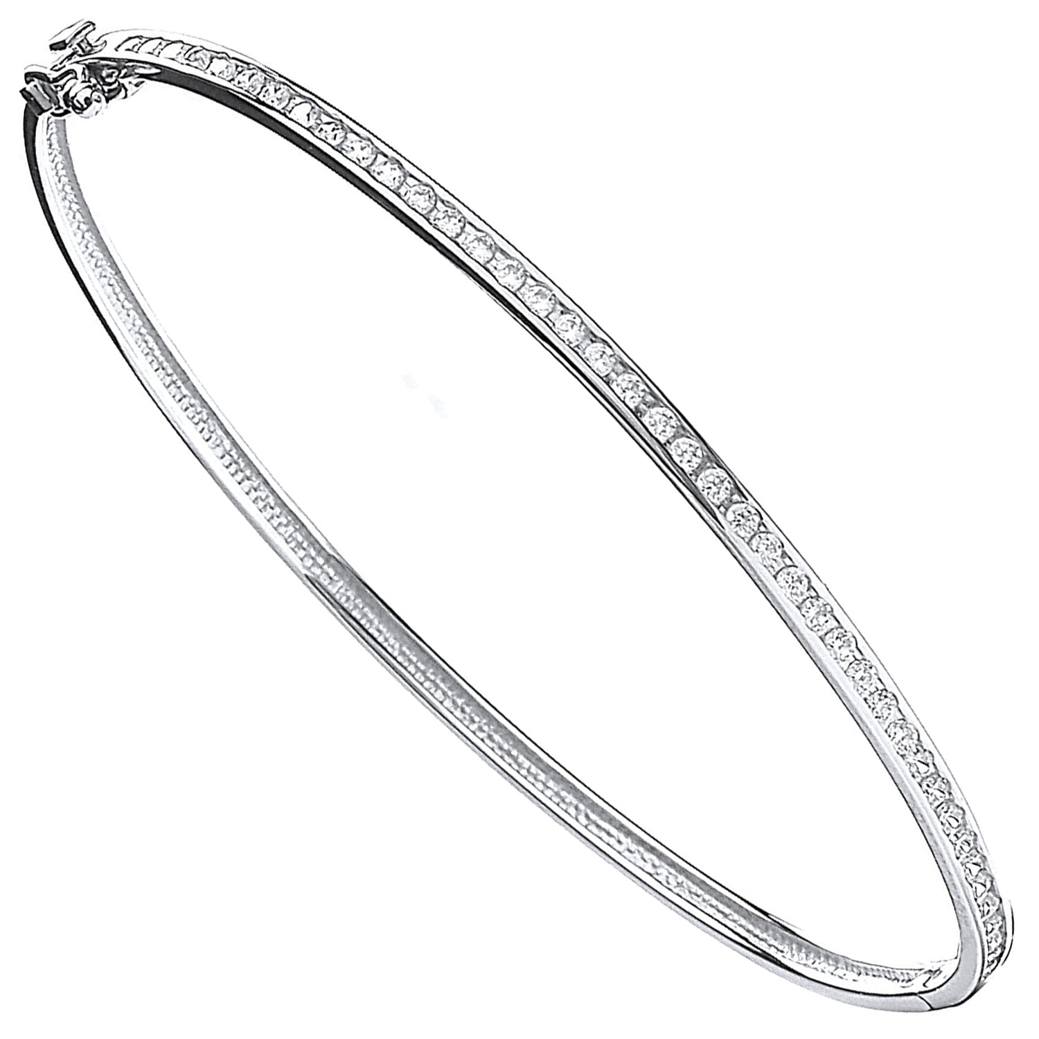 9ct White Gold Cubic Zirconia 3mm Bangle