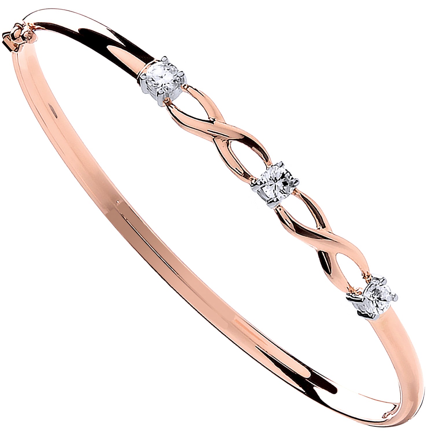 9ct Rose Gold Cubic Zirconia Bangle