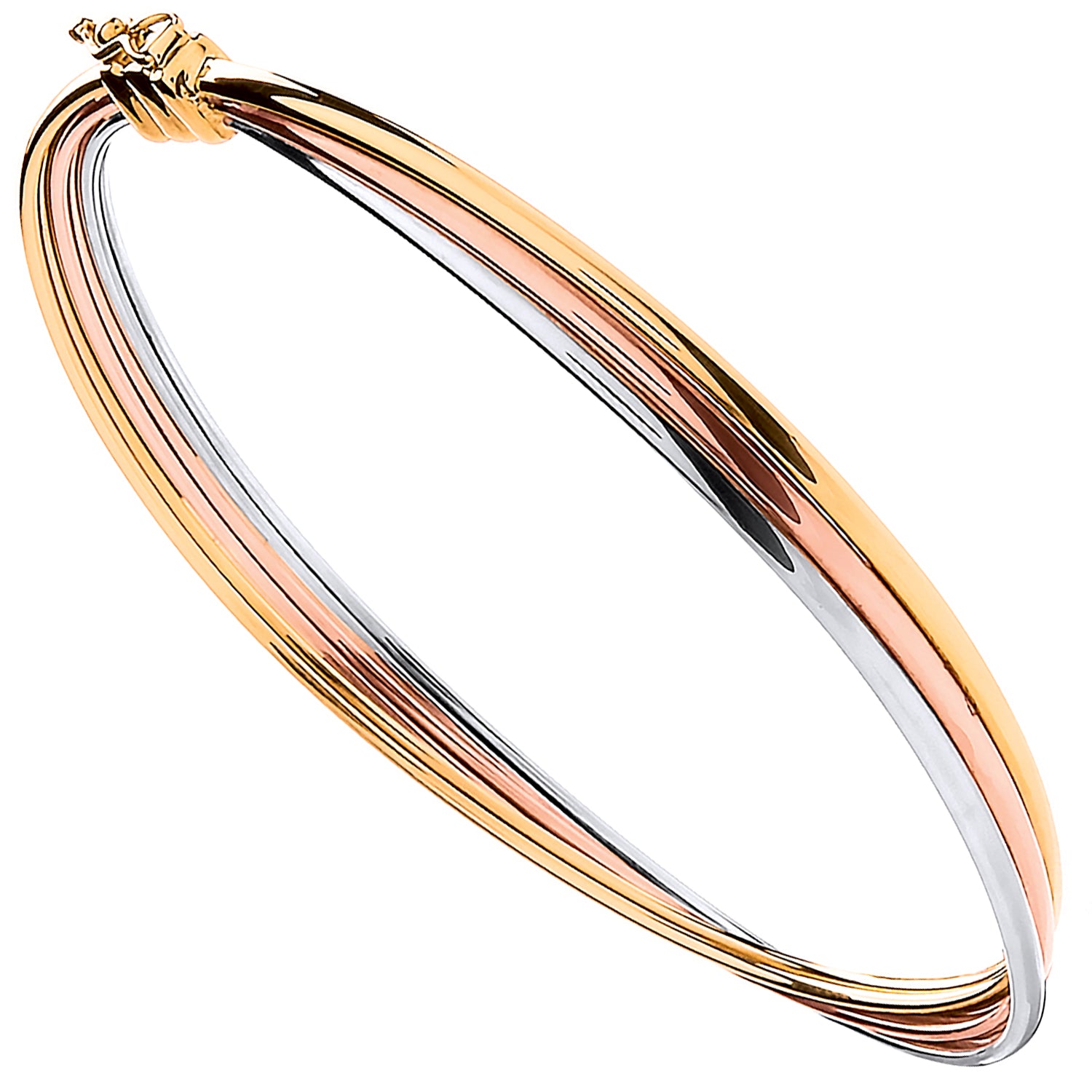 9ct Yellow, White & Rose Gold Russian Wedding Bangle