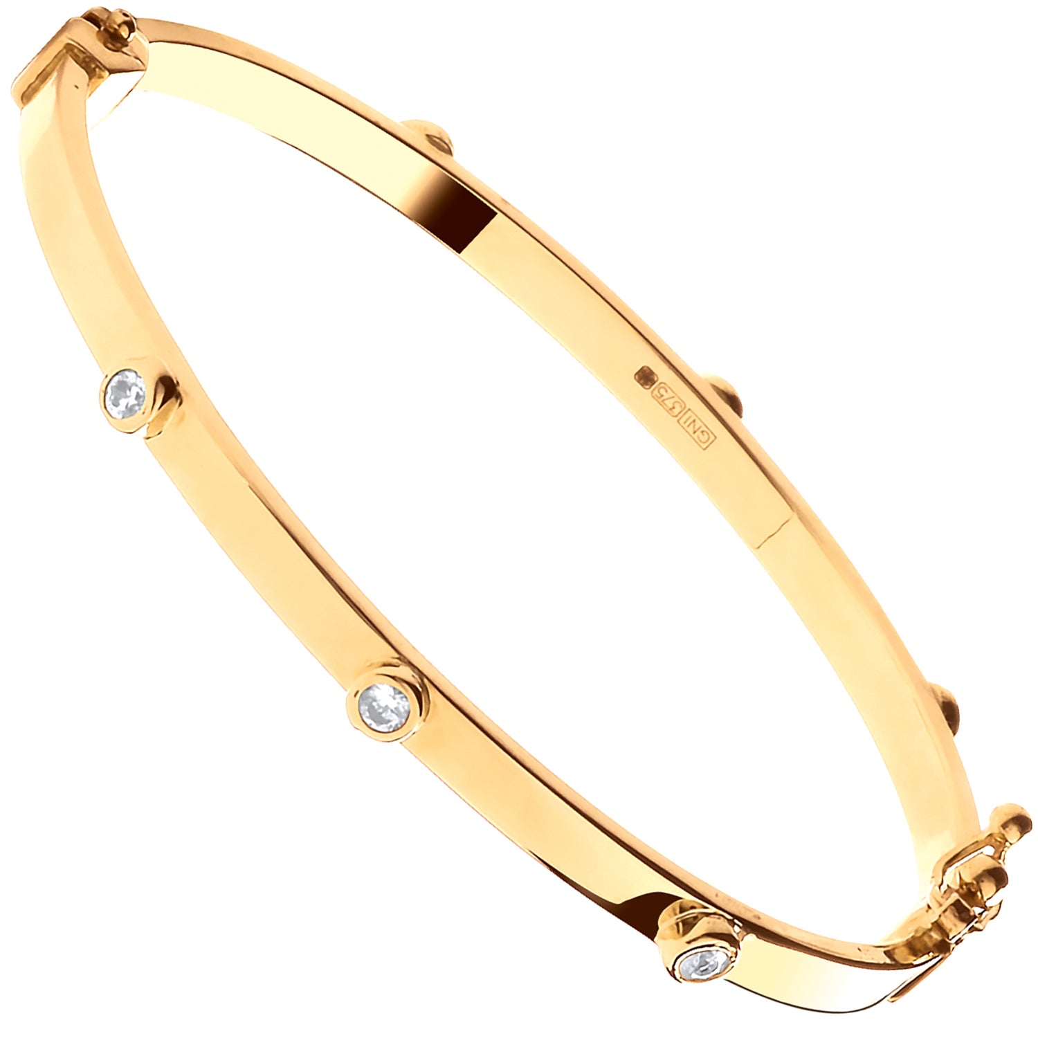 9ct Yellow Gold Hollow Oval Cubic Zirconia Childs Bangle