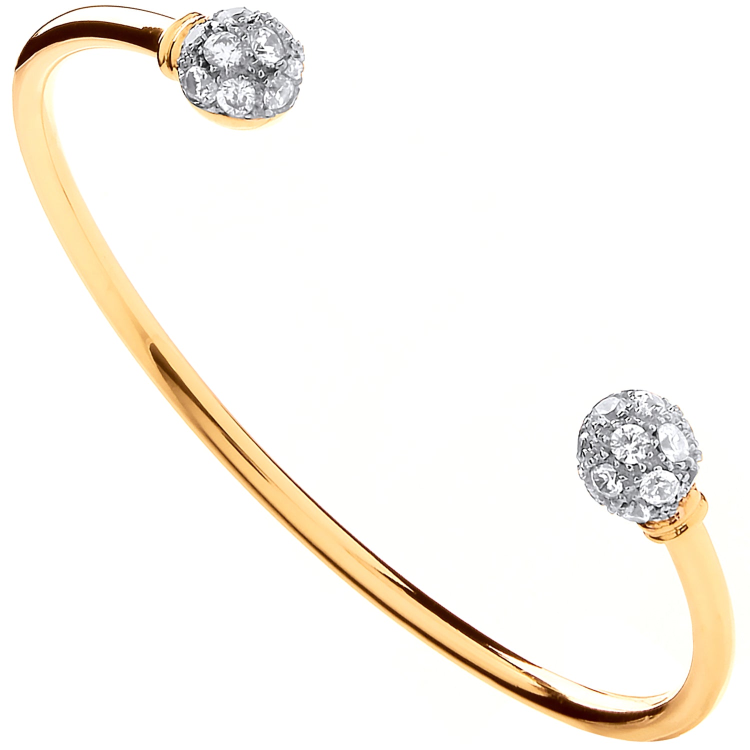 9ct Yellow Gold Cubic Zirconia Ladies Torque Bangle