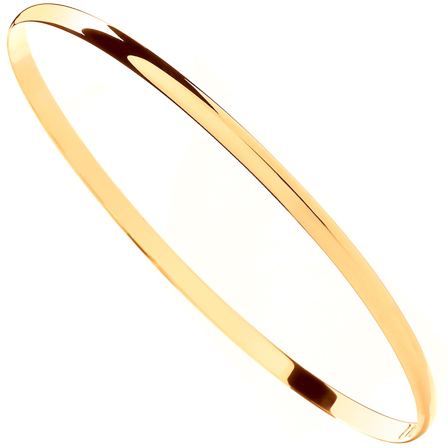 9ct Yellow Gold 3mm Plain D-shape Ladies Bangle