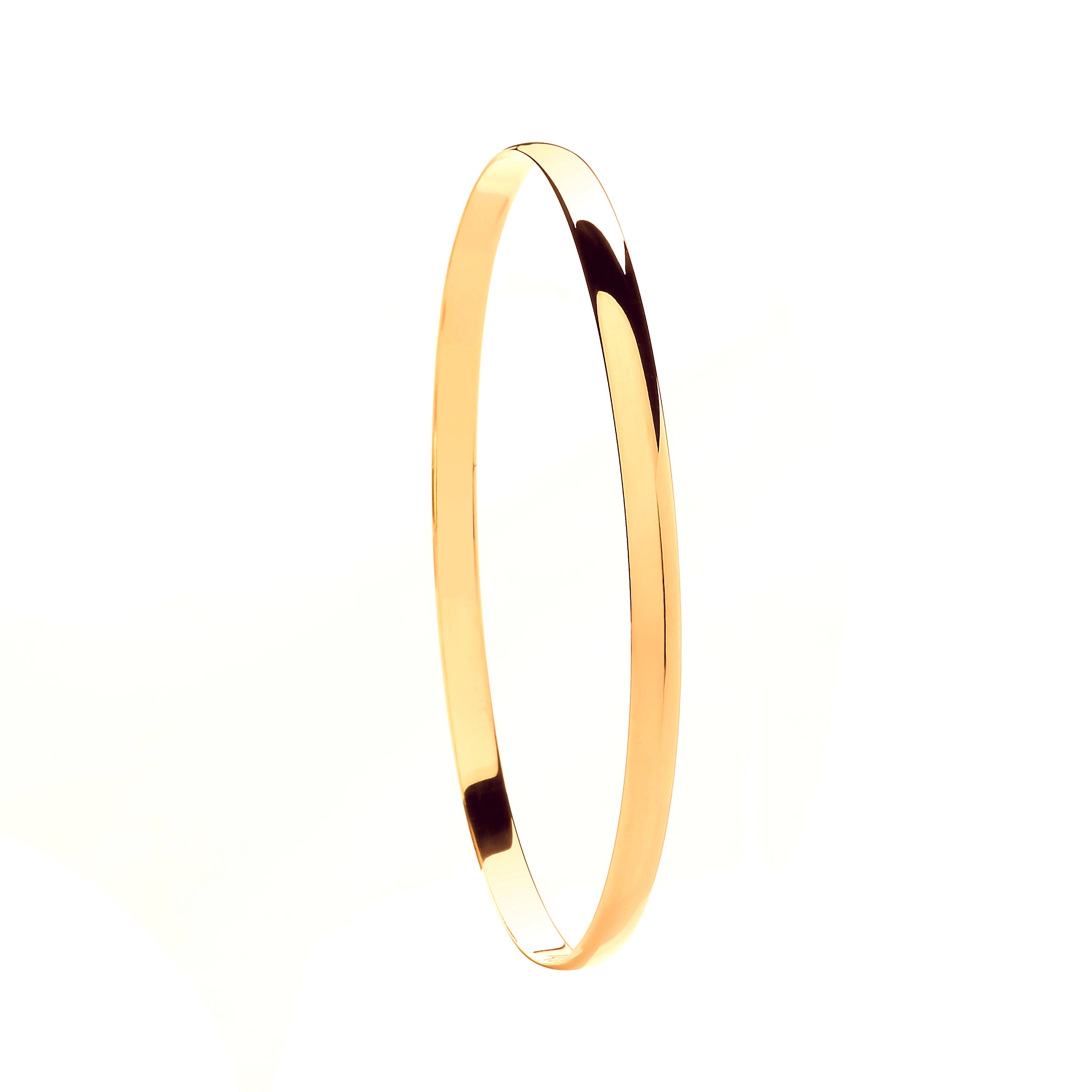 9ct Yellow Gold 4mm Plain D-shape Ladies Bangle