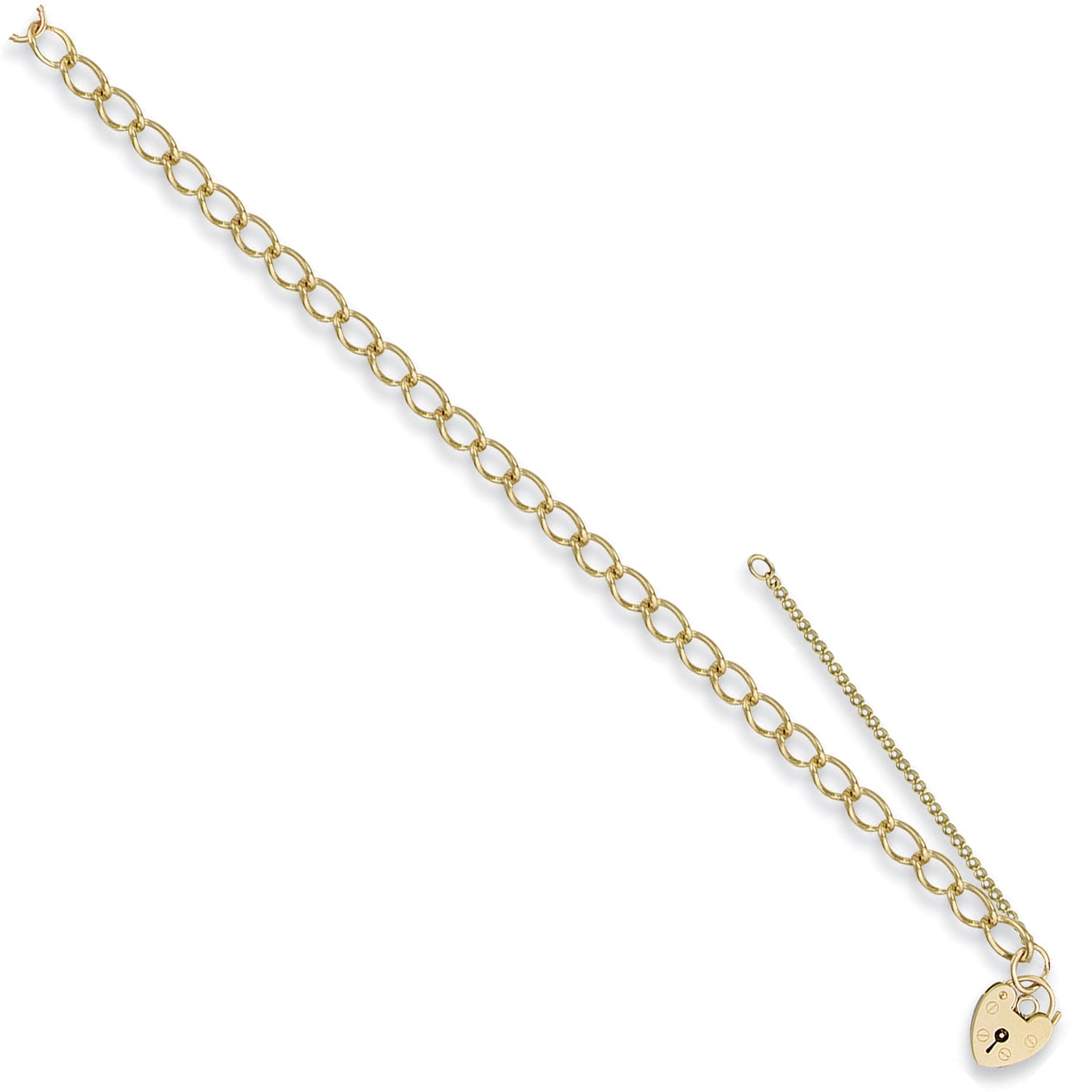 9ct Yellow Gold 5.3mm Open Curb & Padlock Charm Bracelet