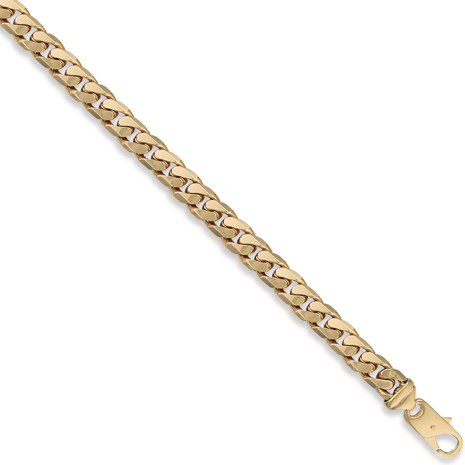 9ct Yellow Gold 9.0mm Tight Link Curb 08" Bracelet