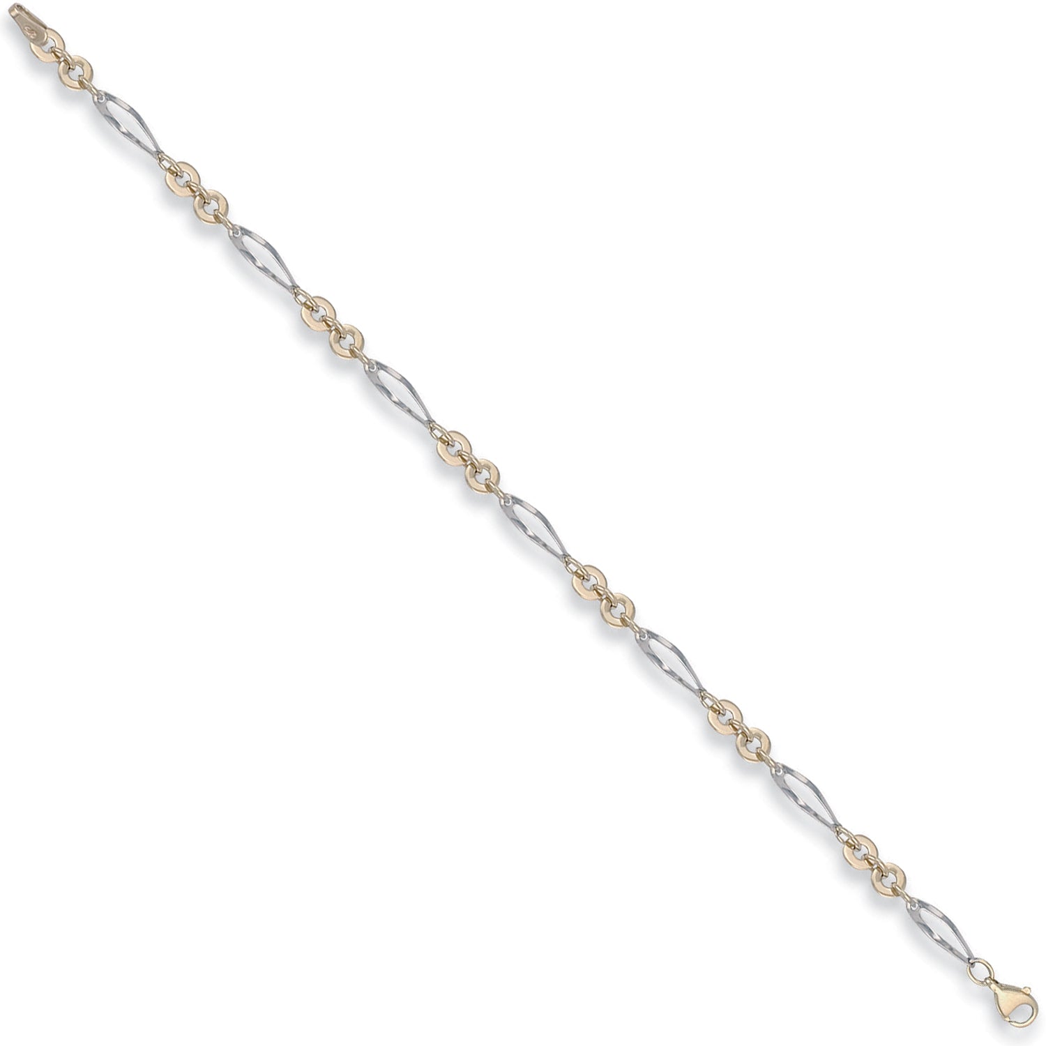 9ct White & Yellow Gold Fancy 7" Bracelet