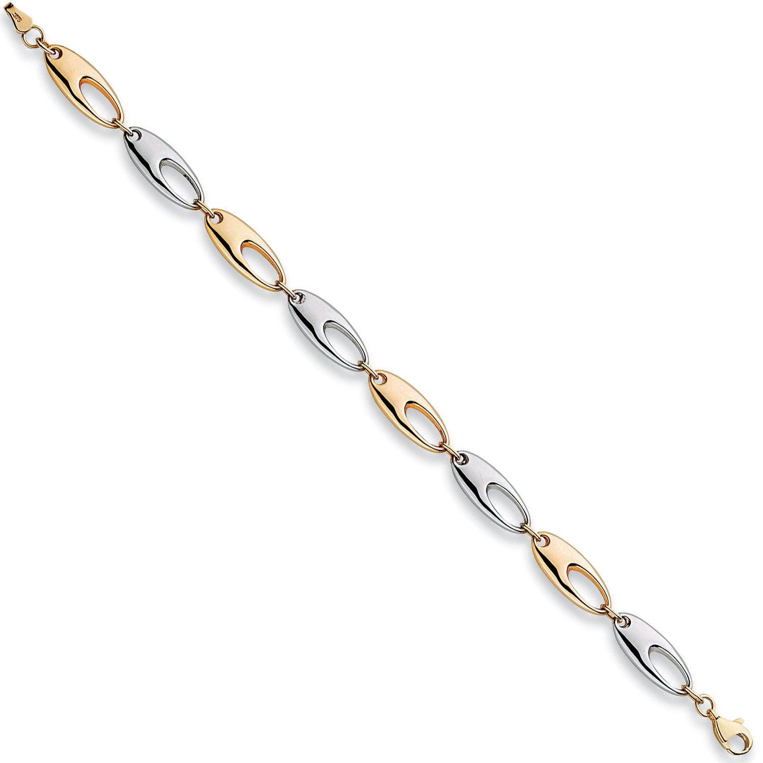 9ct White & Yellow Gold Fancy 7" Bracelet