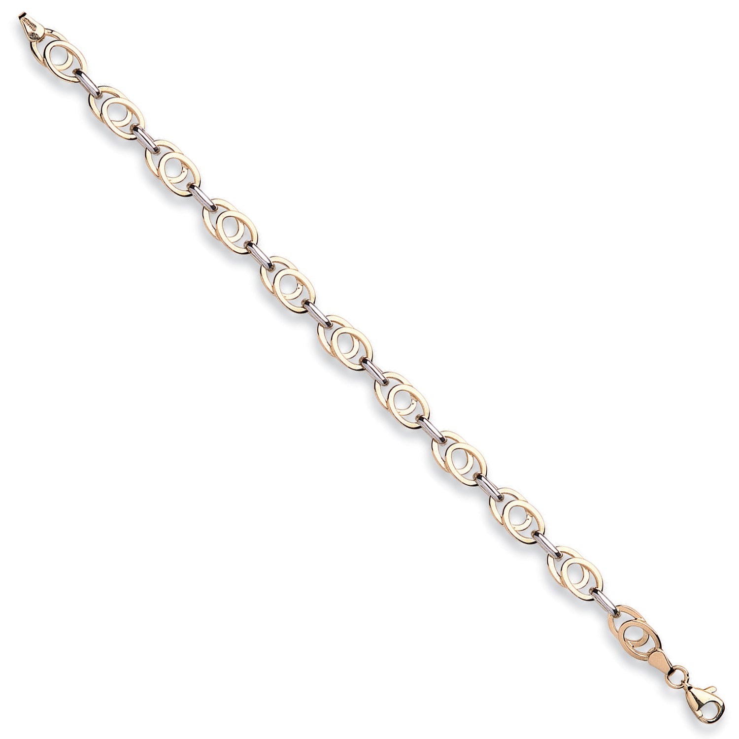 9ct White & Yellow Gold Fancy Link Bracelet