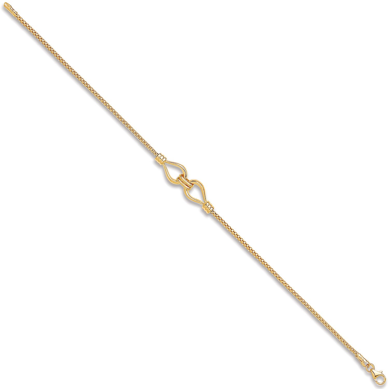 9ct Yellow Gold T Double Hook Ladies 7" Bracelet