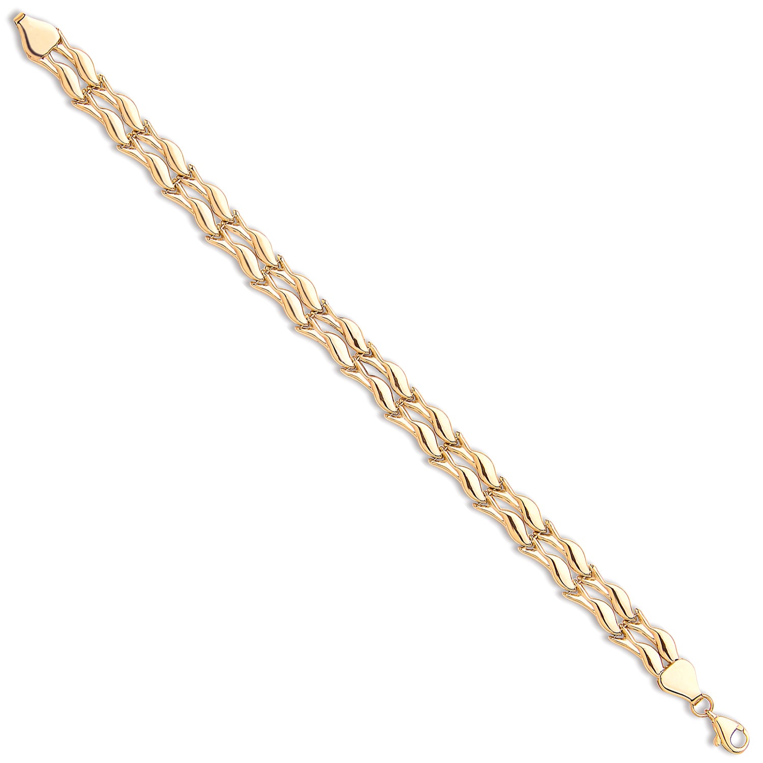 9ct Yellow Gold Fancy Double Link Ladies 7" Bracelet