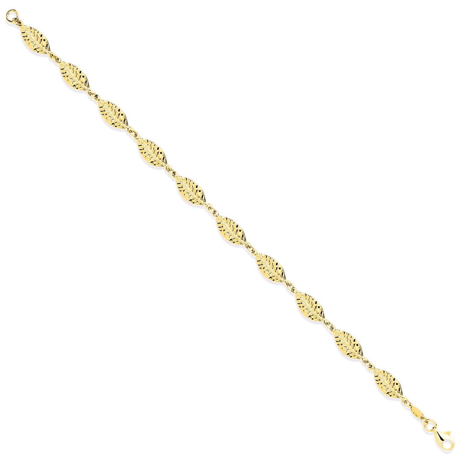 9ct Yellow Gold Leaf Motif Ladies 7" Bracelet