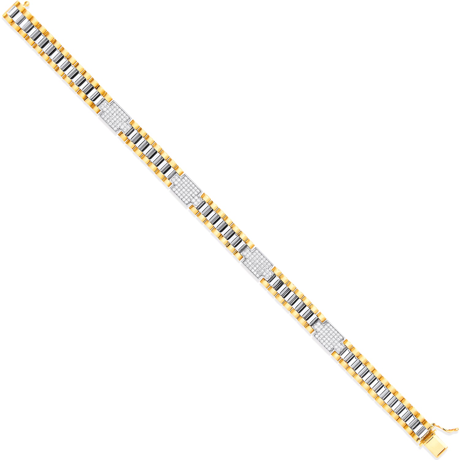 9ct Yellow & White Gold Fancy Link Cubic Zirconia Childs/Ladies/Gents Bracelet