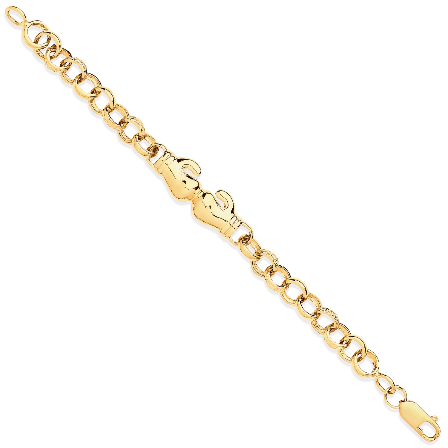 9ct Yellow Gold Belcher Links Boxing Gloves 6" Childs Bracelet