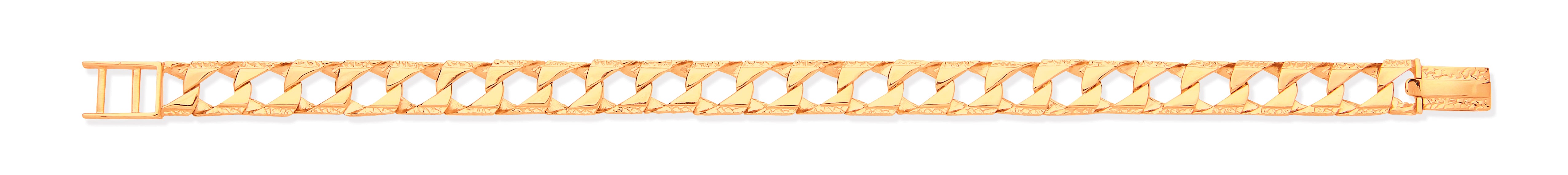 9ct Yellow Gold Casted Grain Edge Gents Bracelet 8"