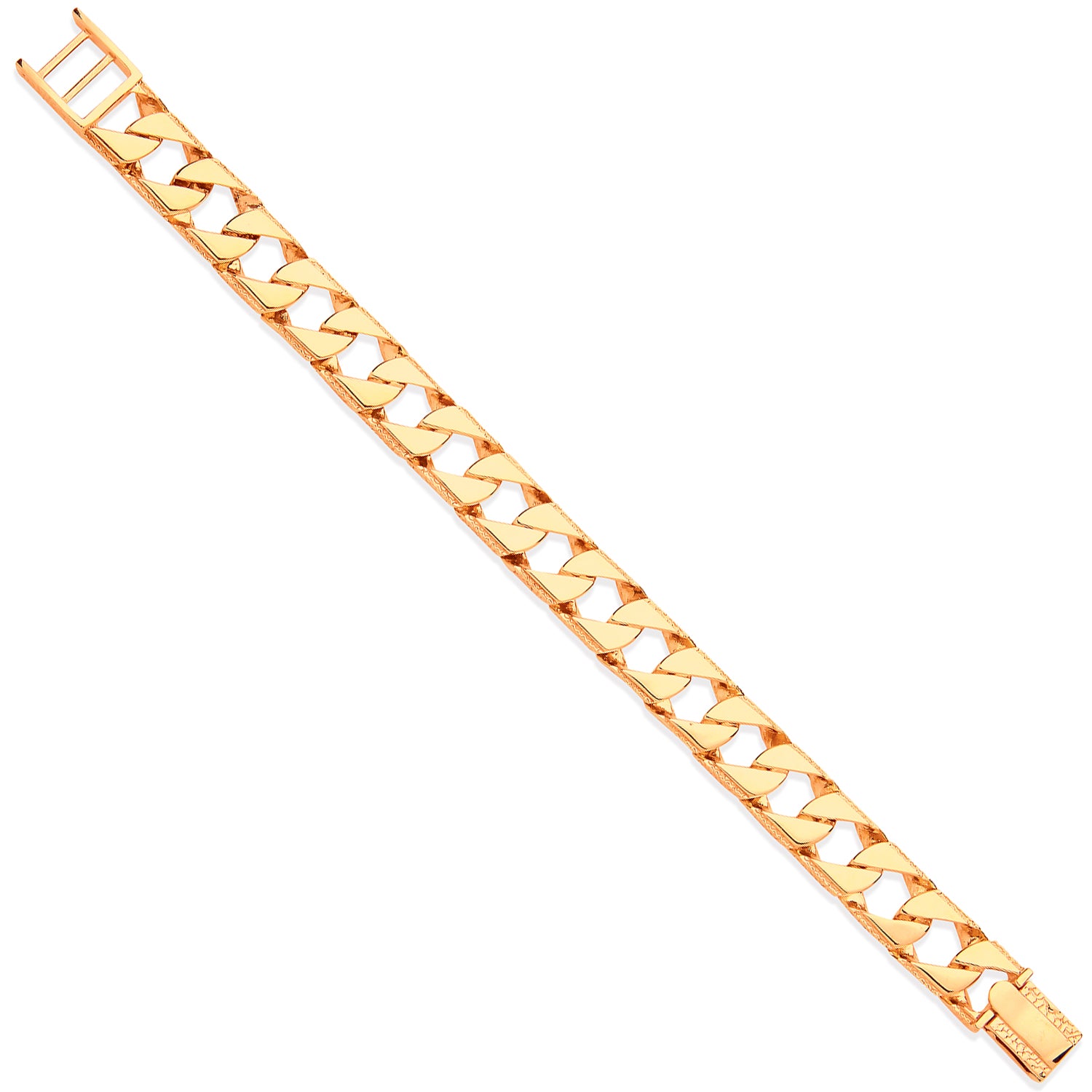 9ct Yellow Gold Casted Grain Edge 8" Gents Bracelet 40g