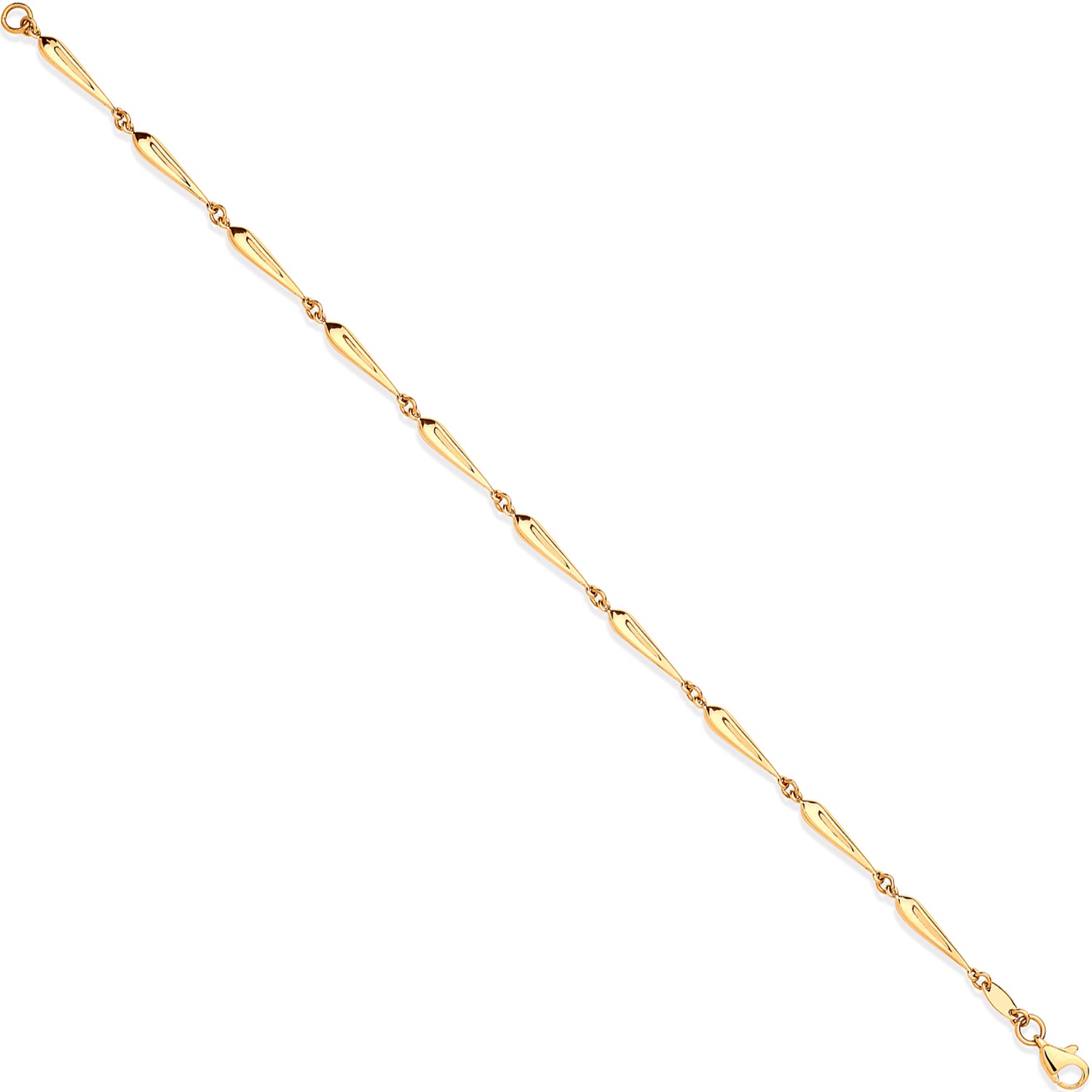 9ct Yellow Gold Elongated Teardrop Link 7" Ladies Bracelet