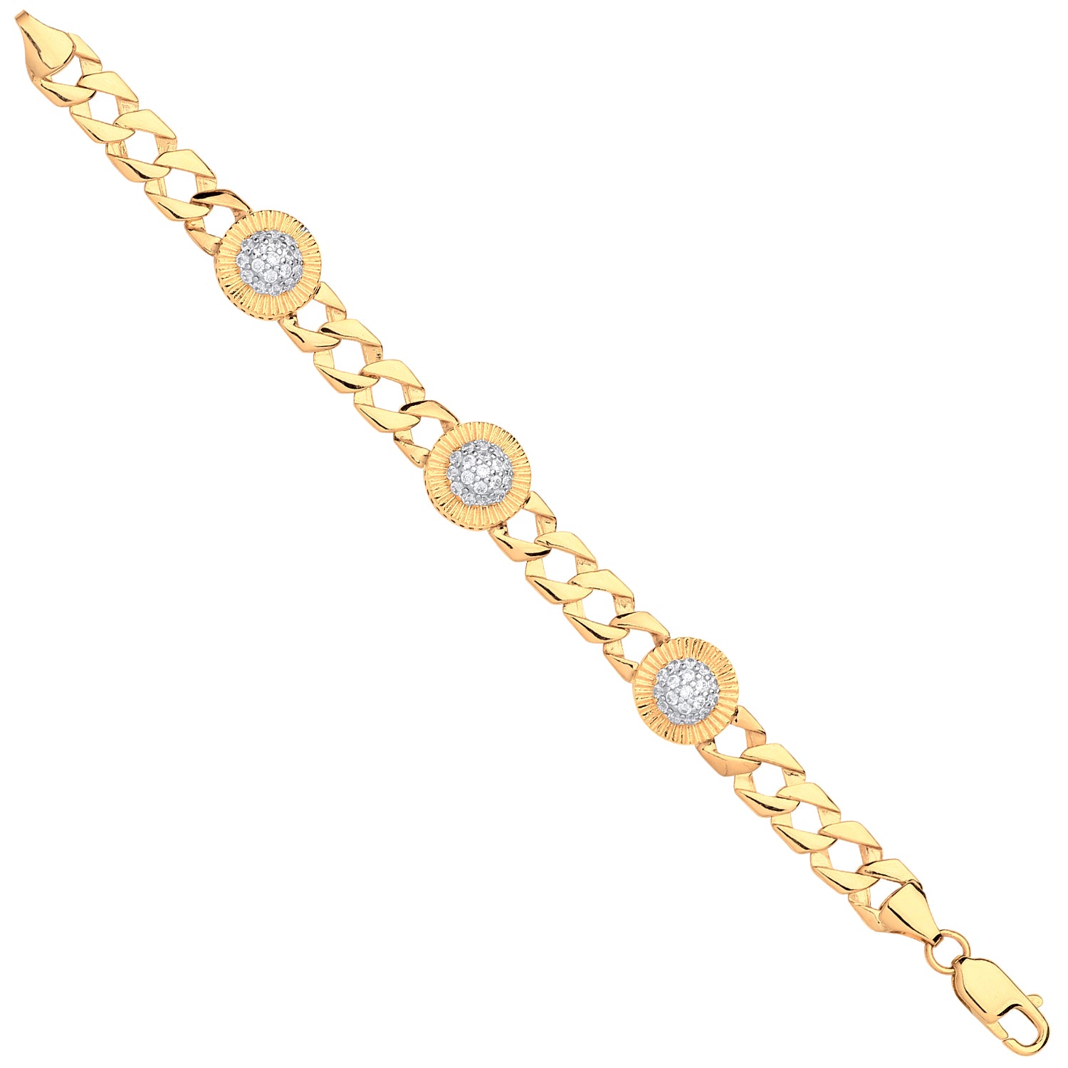 9ct Yellow Gold Style Round Cubic Zirconia Childs / Ladies Bracelet