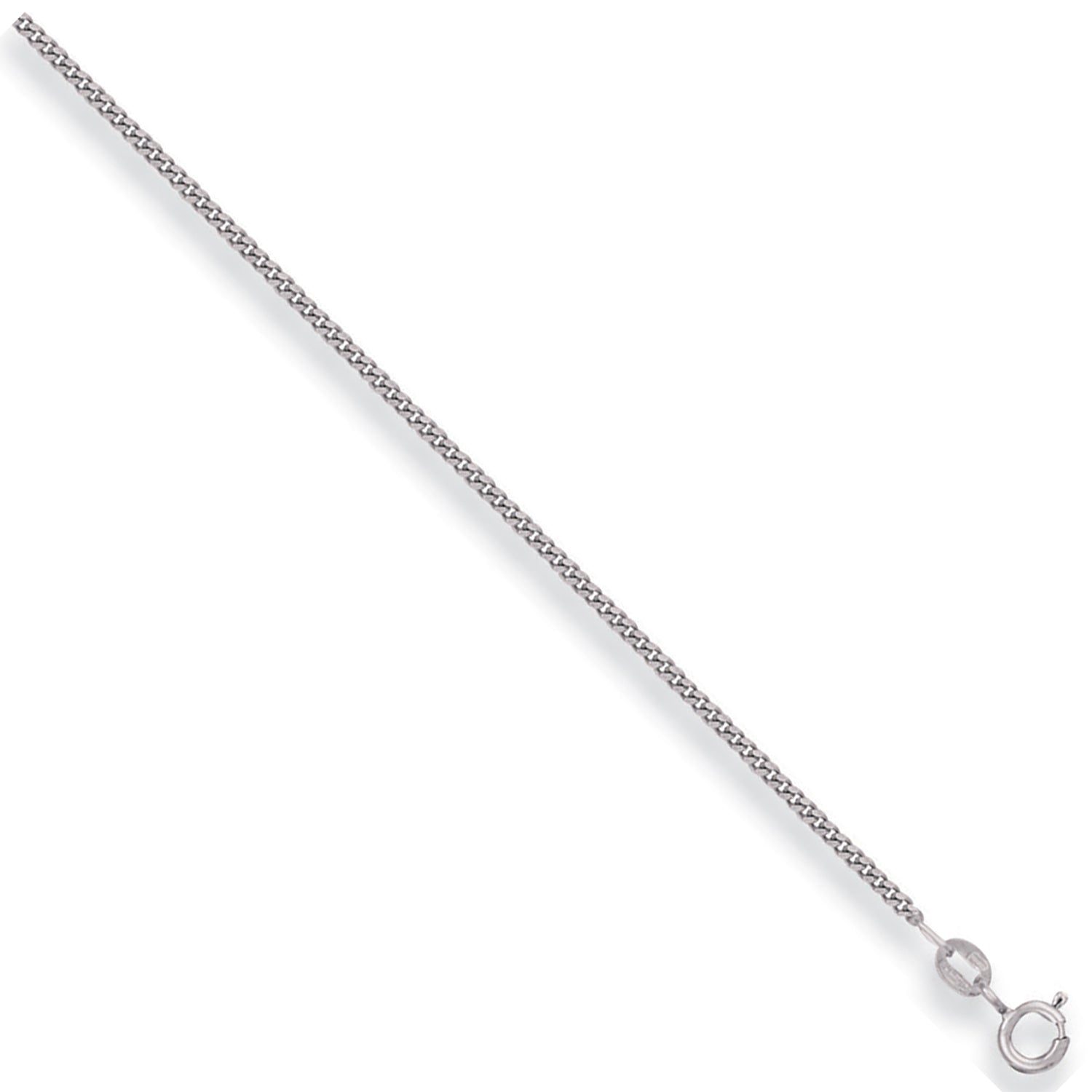 9ct White Gold 1.5mm Traditional Classic Curb Chain