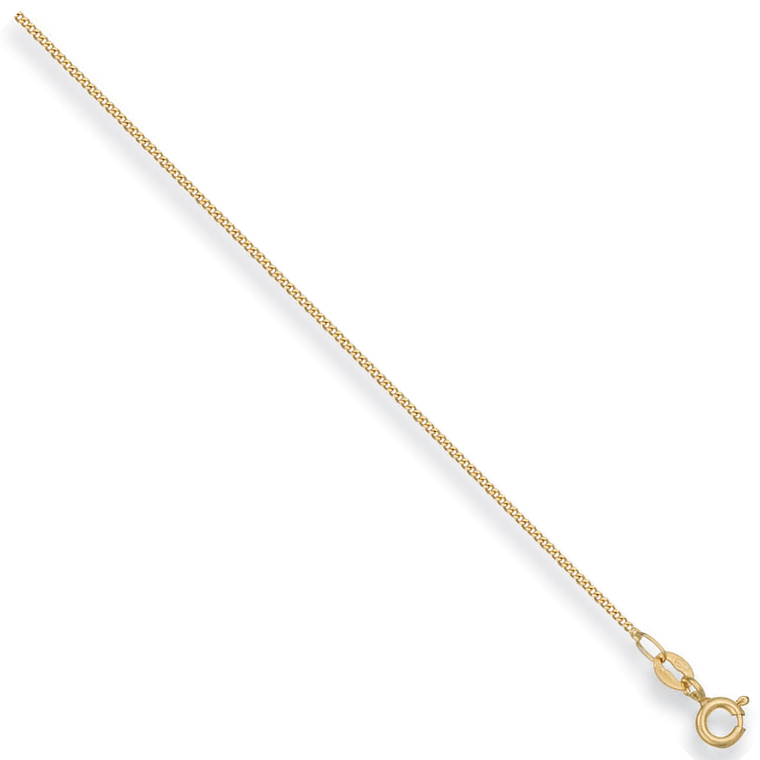 9ct Yellow Gold 1.1mm Traditional Classic Curb Chain