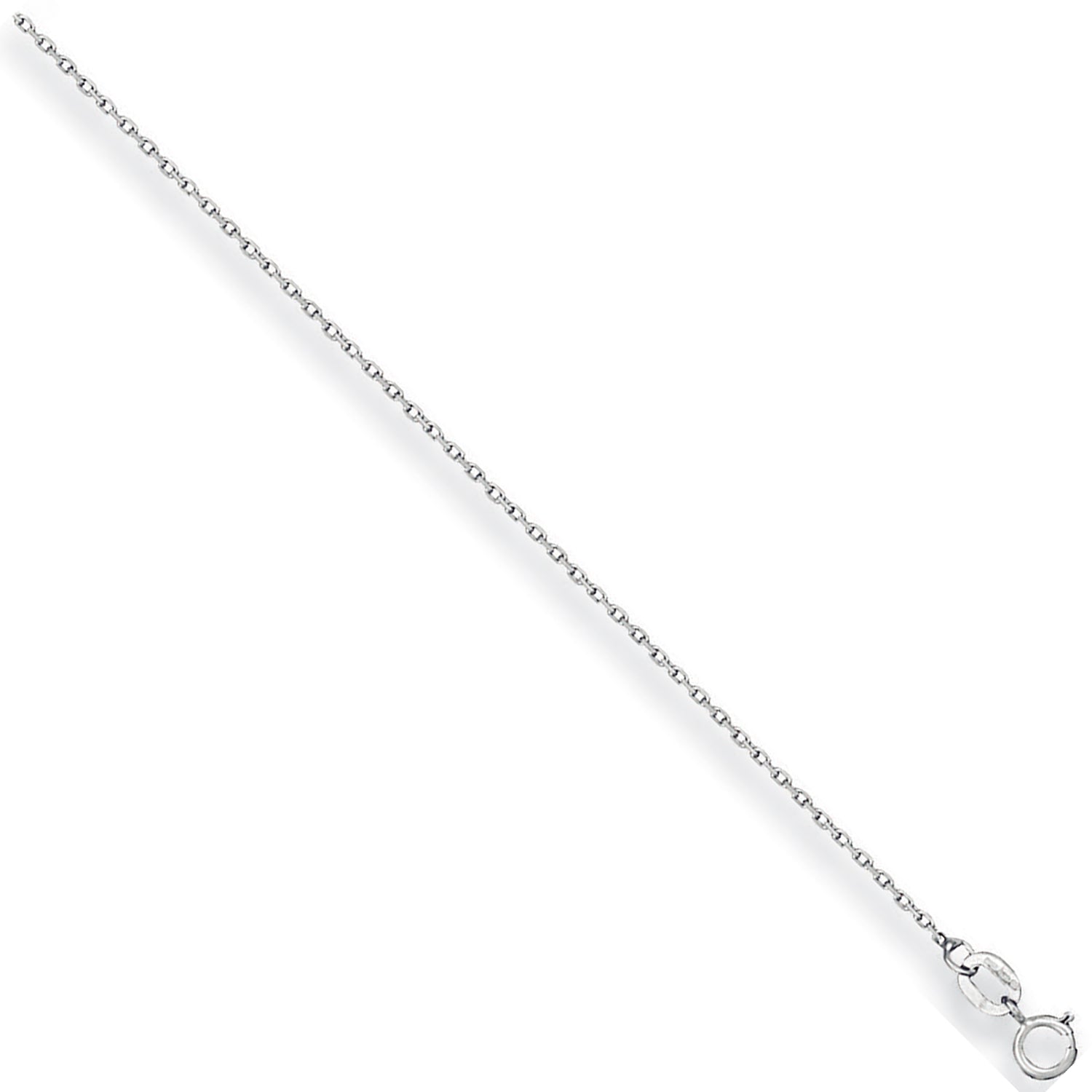 9ct White Gold 0.8mm Diamond Cut Trace Chain