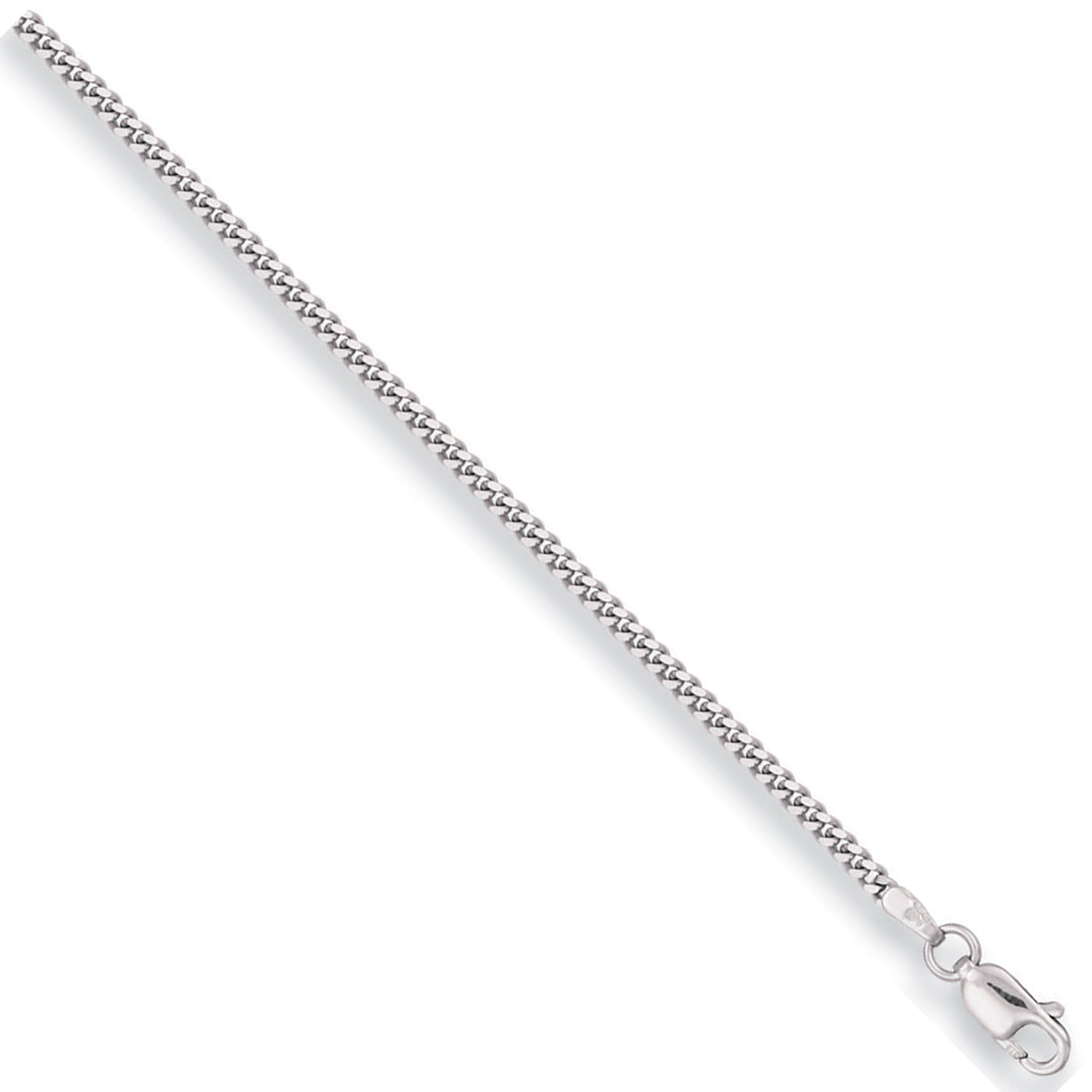 9ct White Gold 2mm Traditional Classic Curb Chain