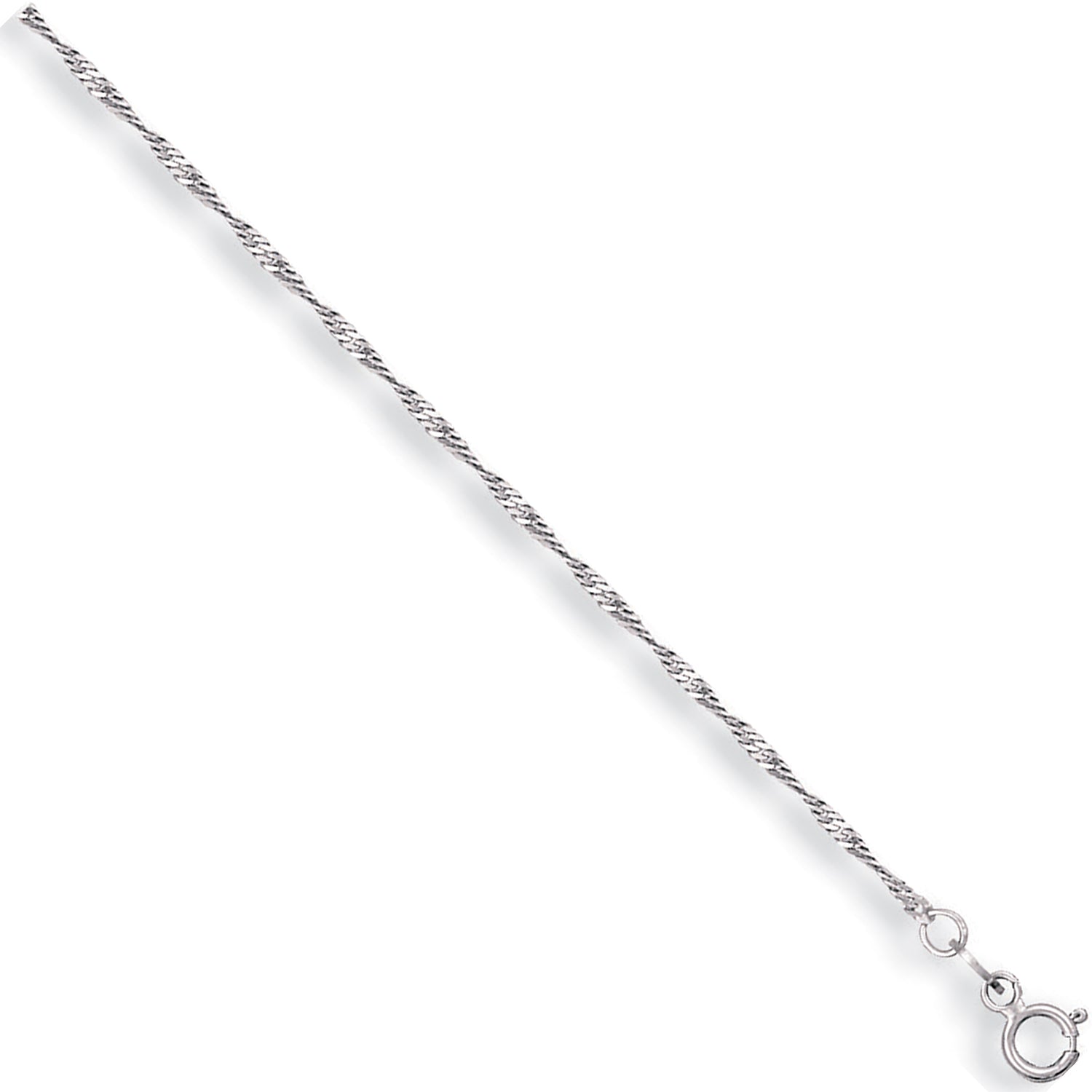 9ct White Gold 1.6mm Singapore Chain