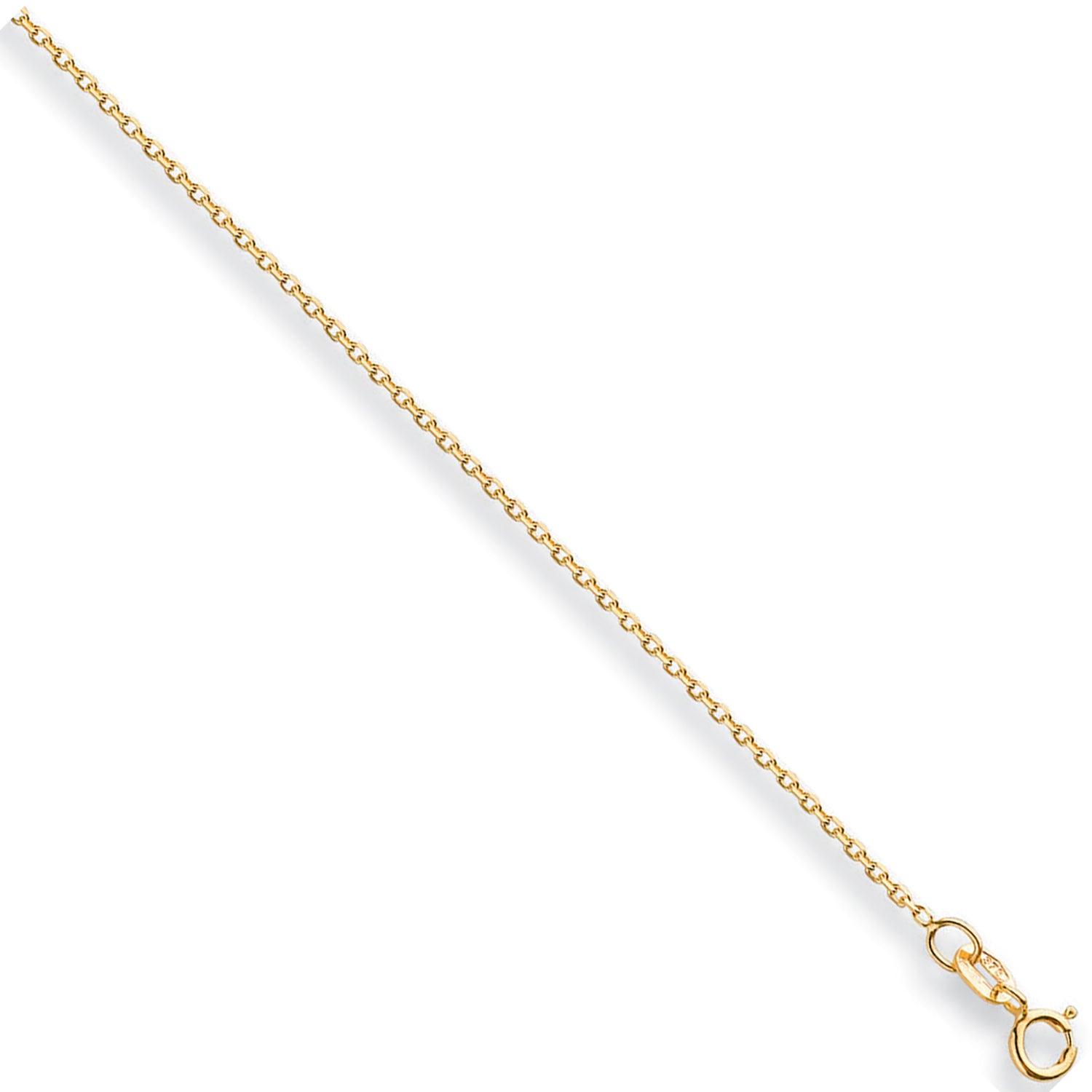 9ct Yellow Gold 1.2mm Diamond Cut Trace Chain