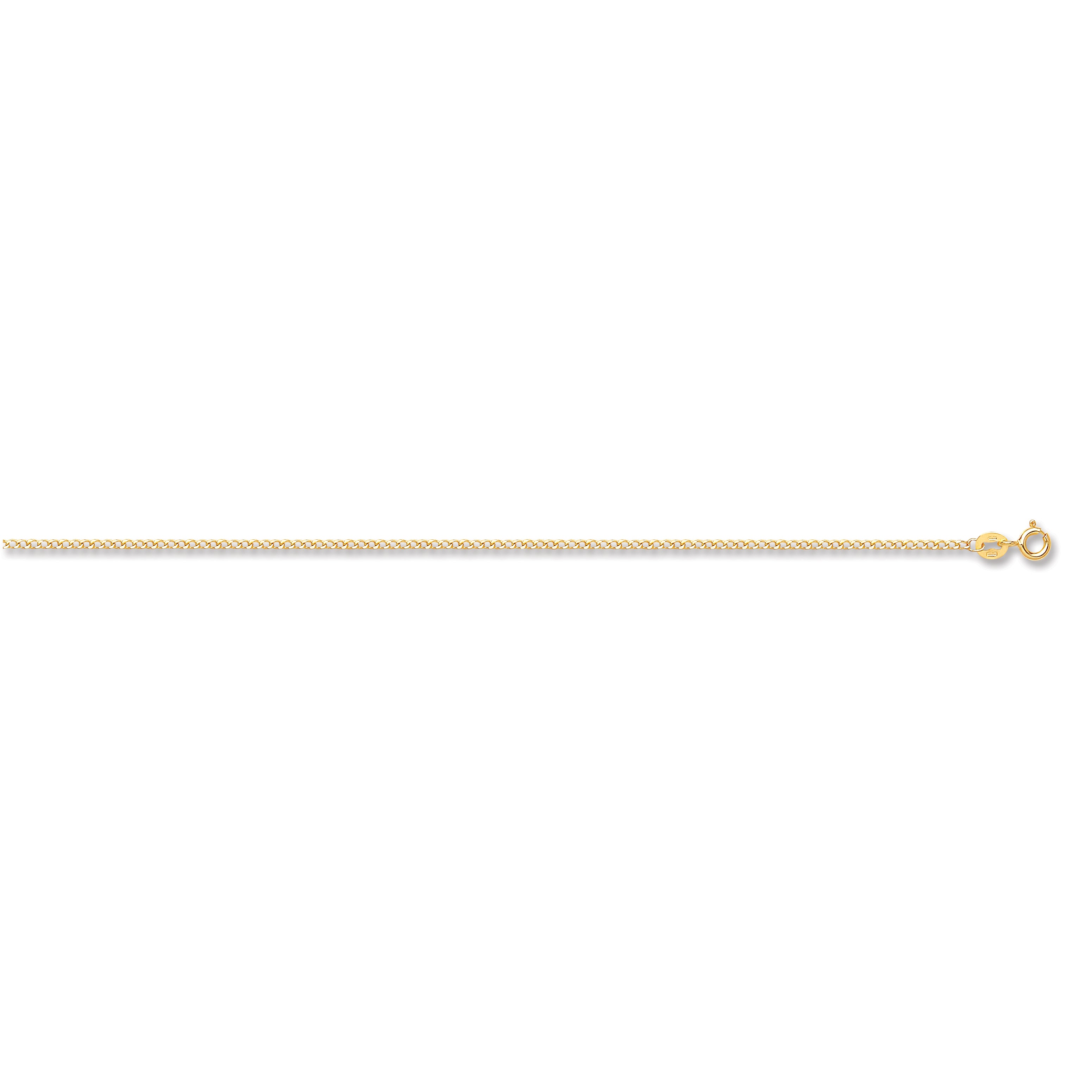 9ct Yellow Gold 1.5mm Classic Hollow Curb Chain