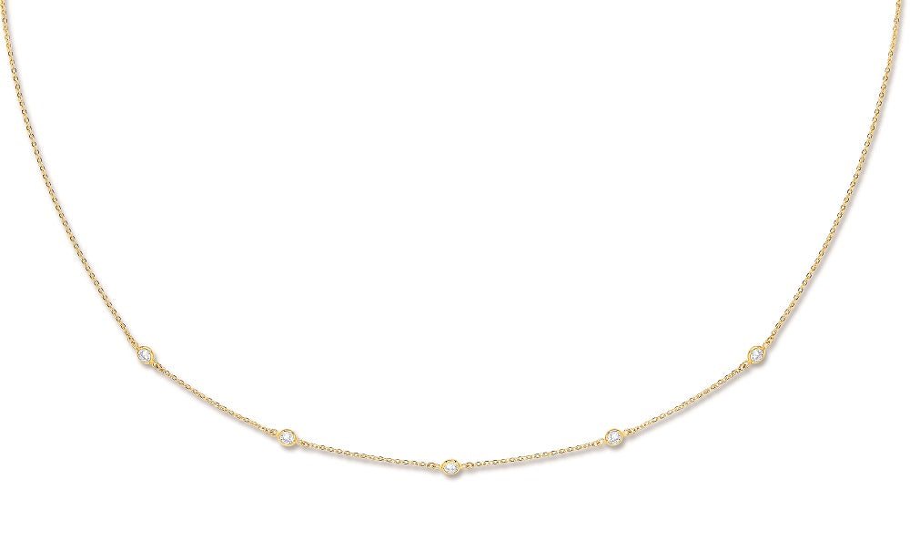 9ct Yellow Gold  Diamond By The Yard Chain Cubic Zirconia Necklace / Bracelet