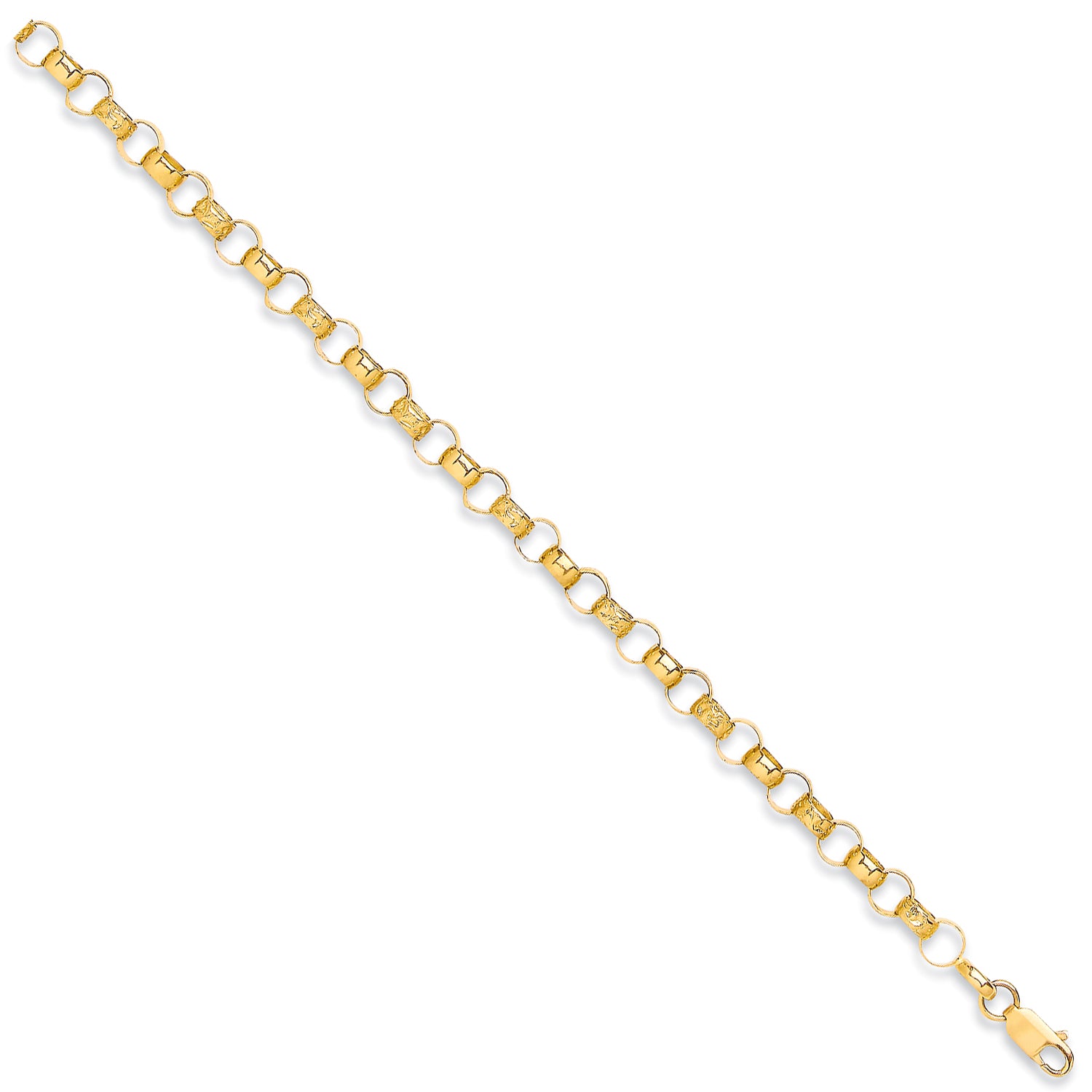 9ct Yellow Gold Plain & Engraved 7.3mm Round Belcher Chain