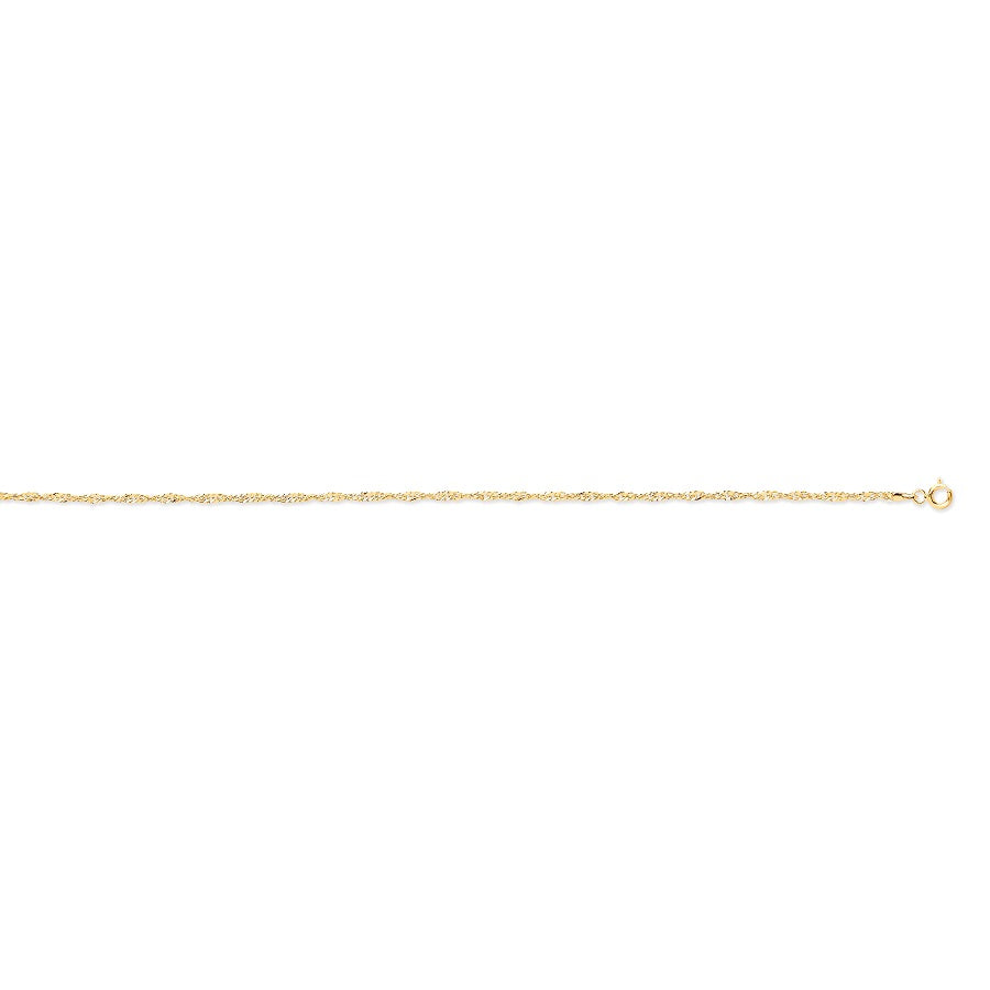 9ct Yellow Gold 1.9mm Hollow Singapore Chain