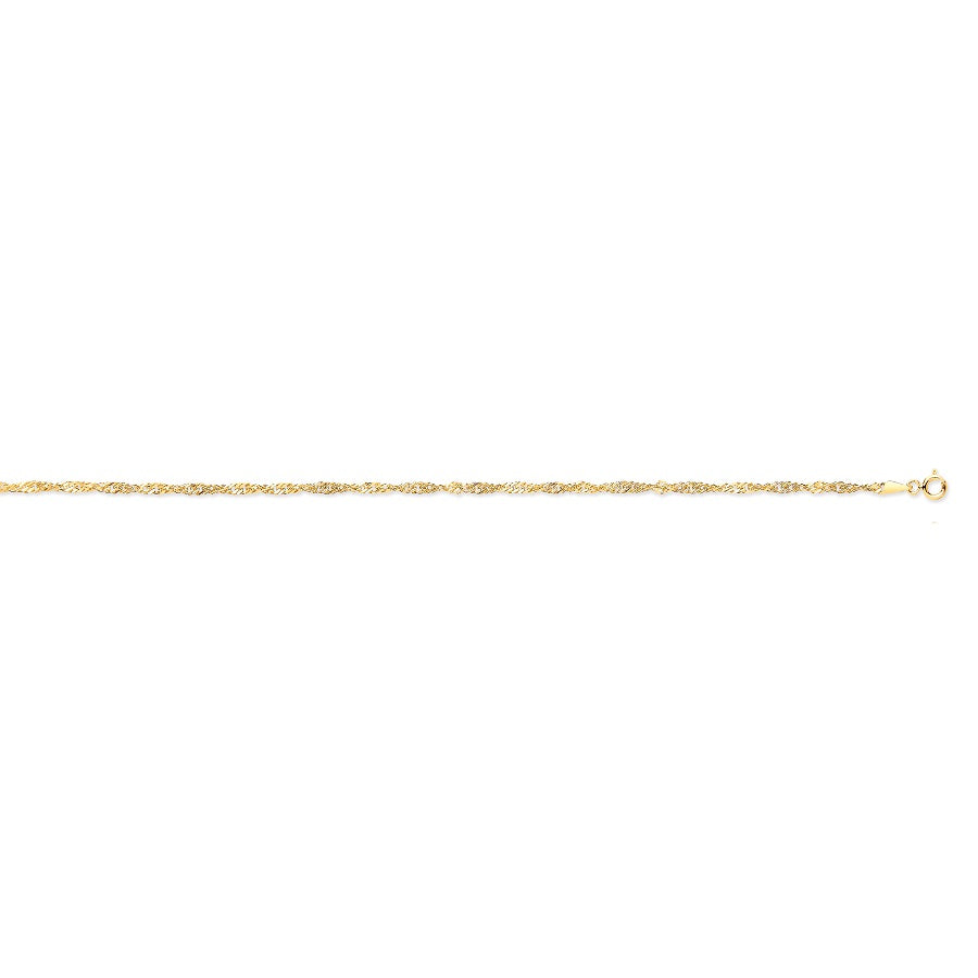 9ct Yellow Gold 2.3mm Hollow Singapore Chain