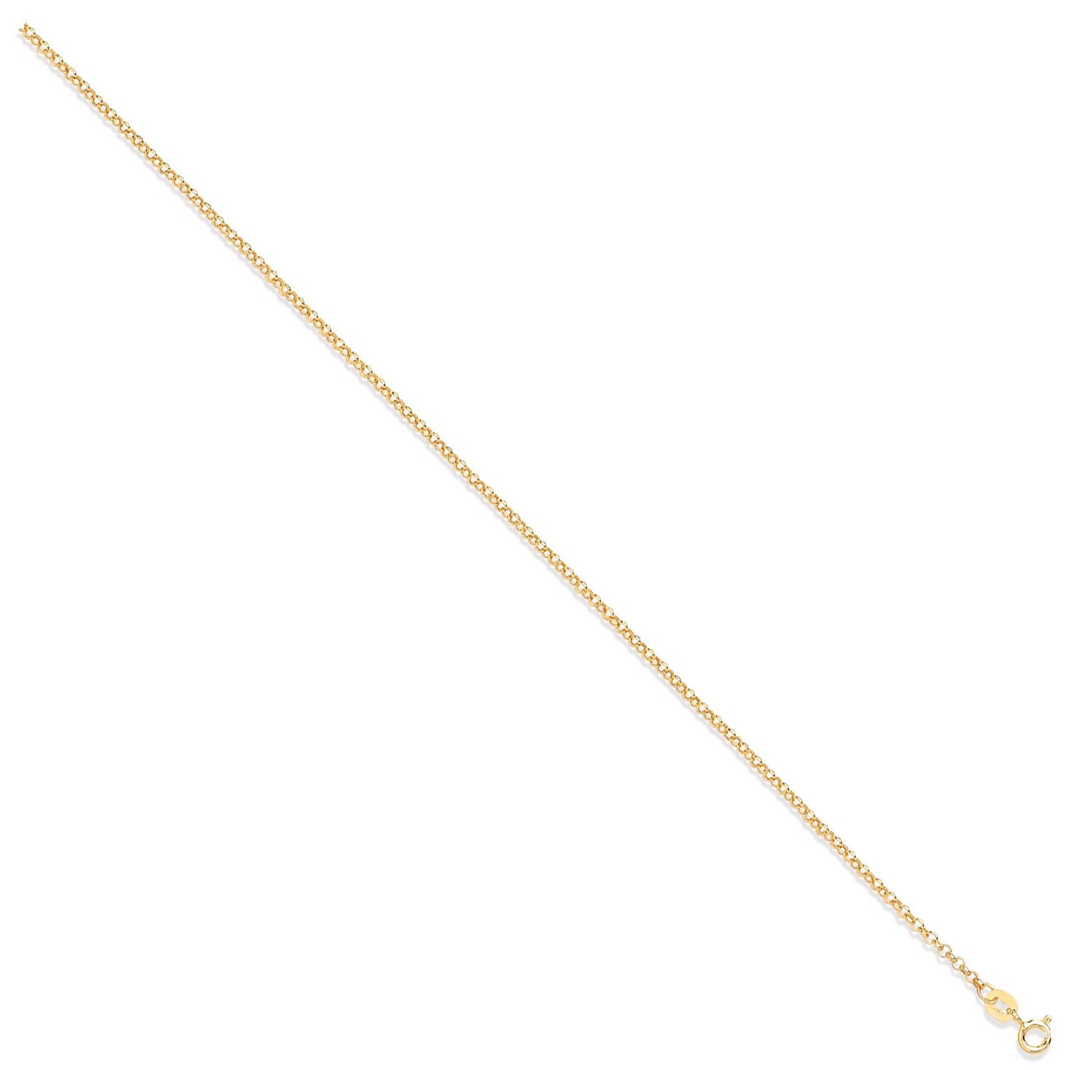 9ct Yellow Gold 2.0mm Round Hollow Belcher Chain