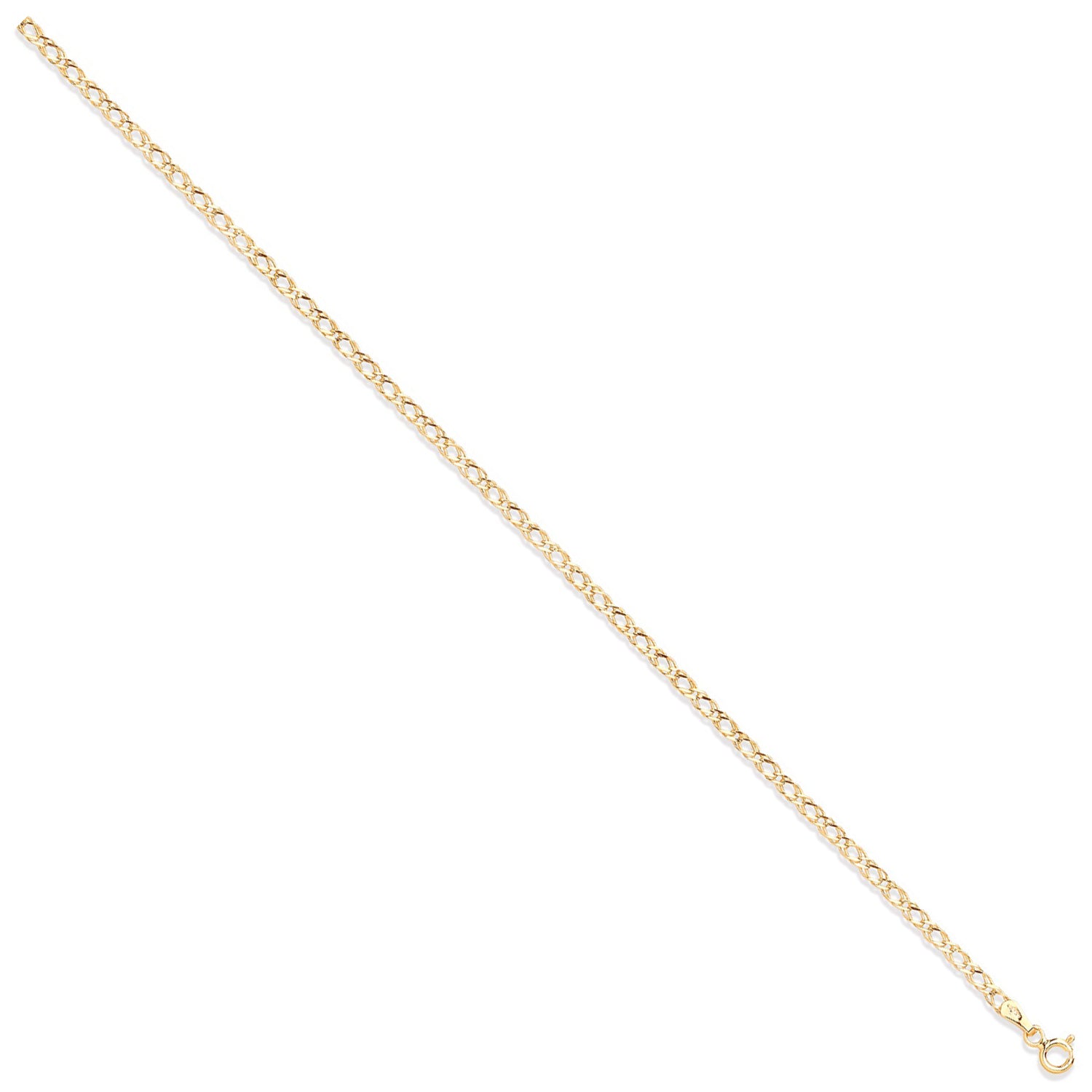 9ct Yellow Gold 2.6mm Hollow Double Curb Chain