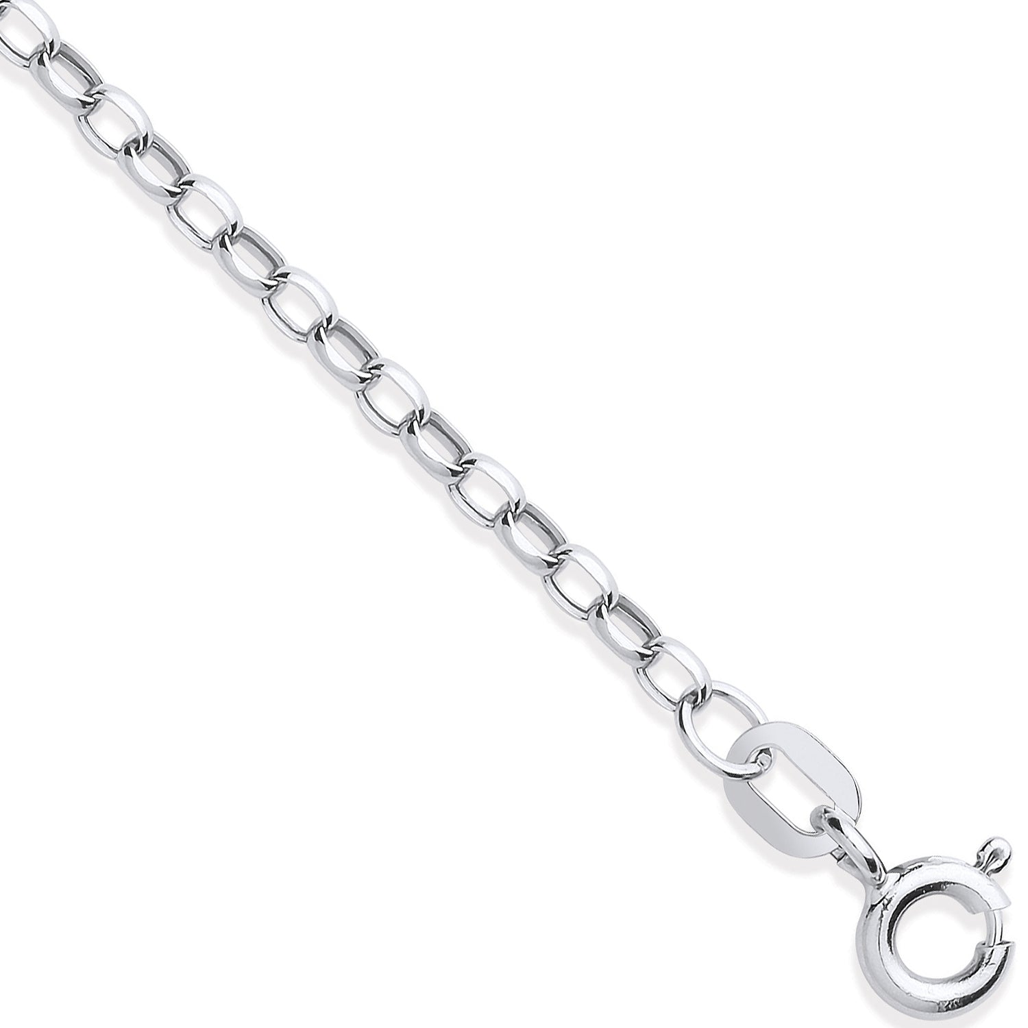 9ct White Gold Hollow Belcher Chain