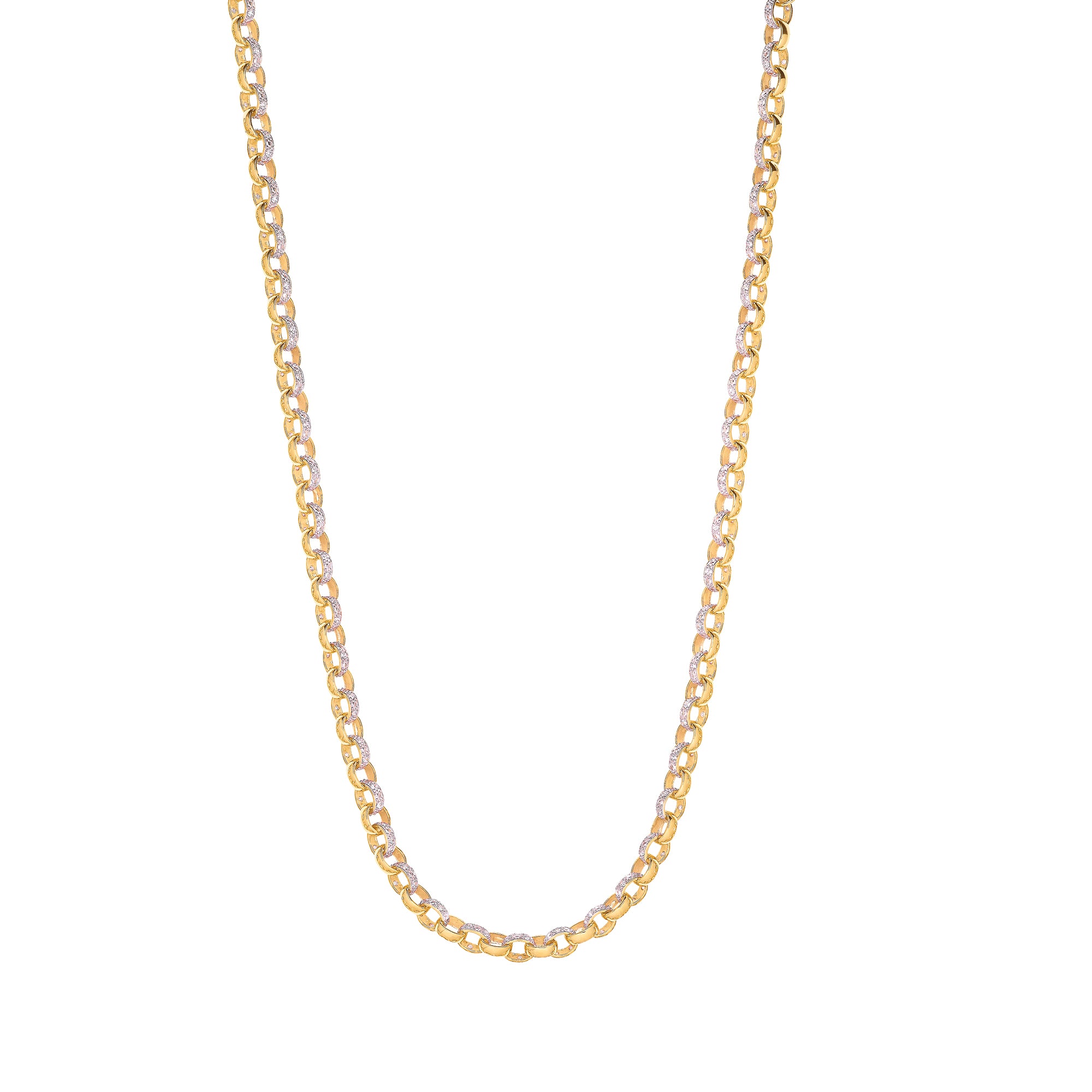 9ct Yellow Gold Cubic Zirconia 3.5mm Link Width, Belcher Chain