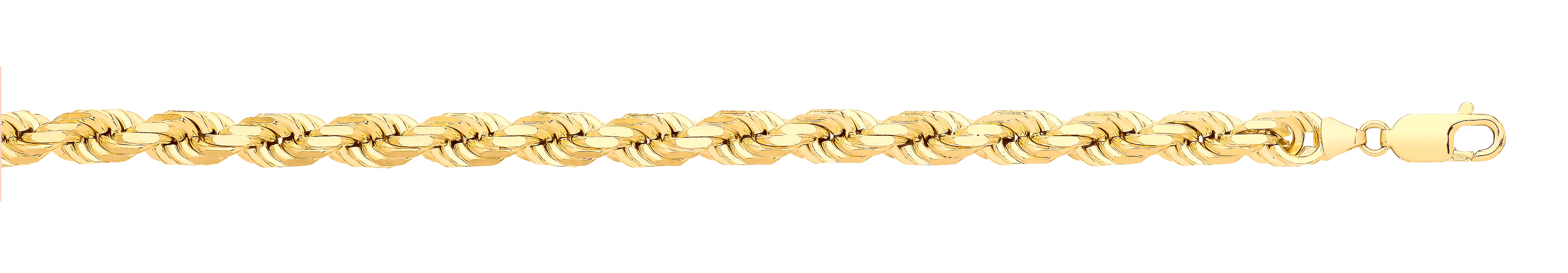 9ct Yellow Gold Solid Diamond Cut 7.5mm Rope Chain