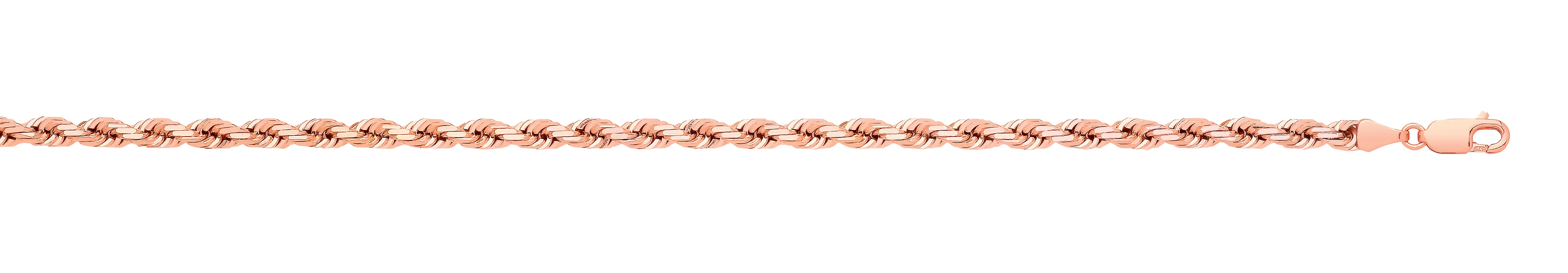 9ct Rose Gold Solid Diamond Cut 4.2mm Rope Chain