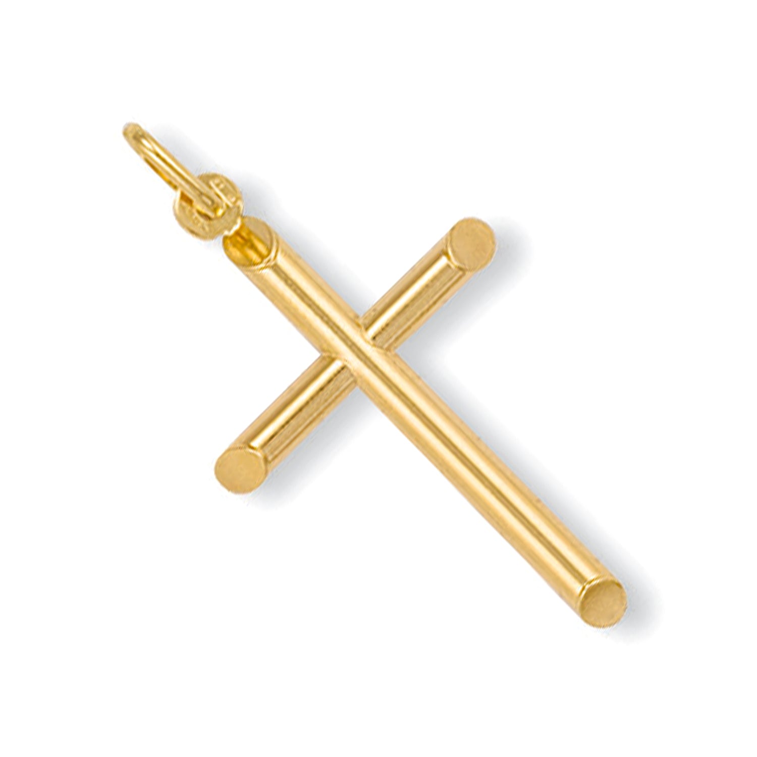 9ct Yellow Gold Round Tubed Cross – Claro Jewels