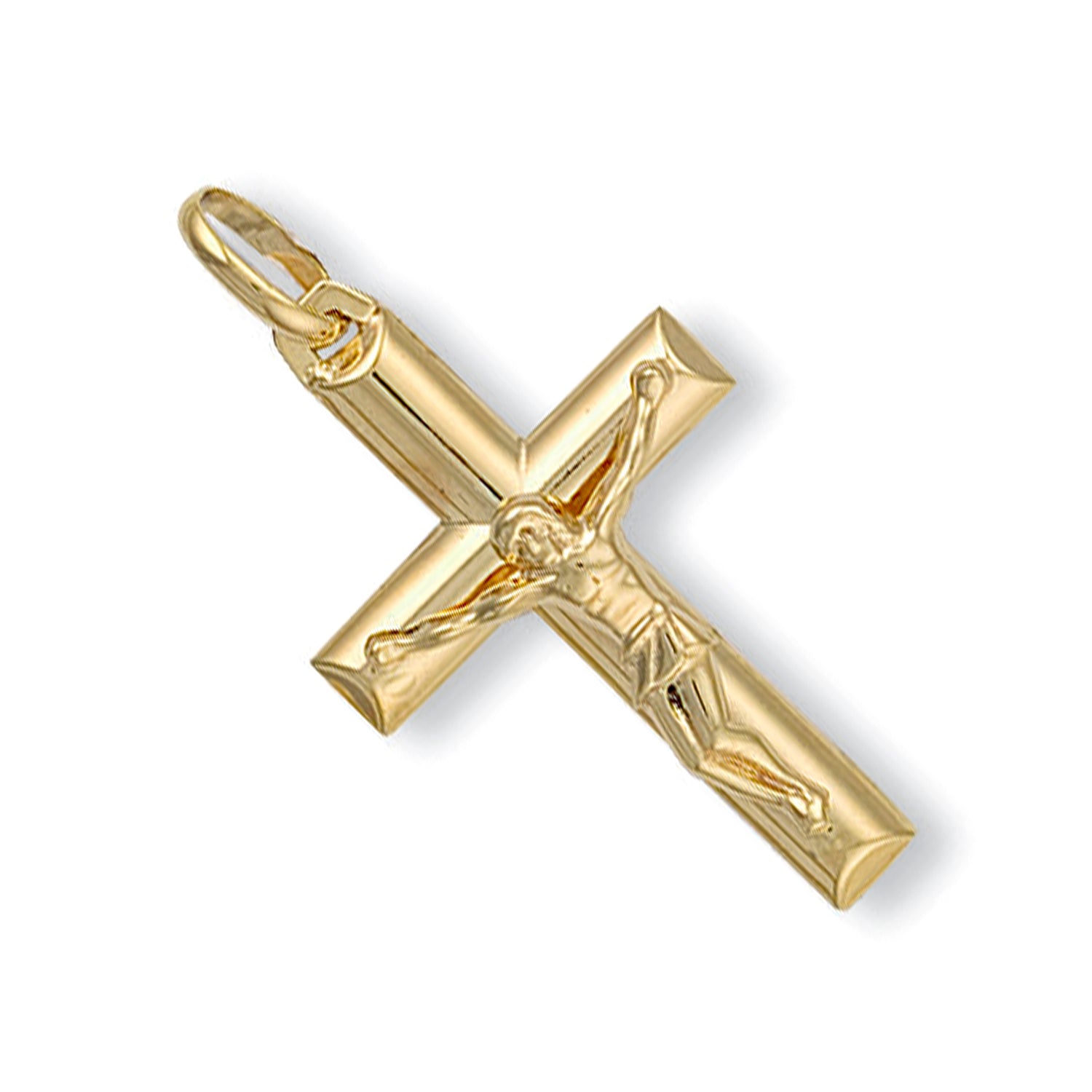 9ct Yellow Gold Tubed Crucifix – Claro Jewels