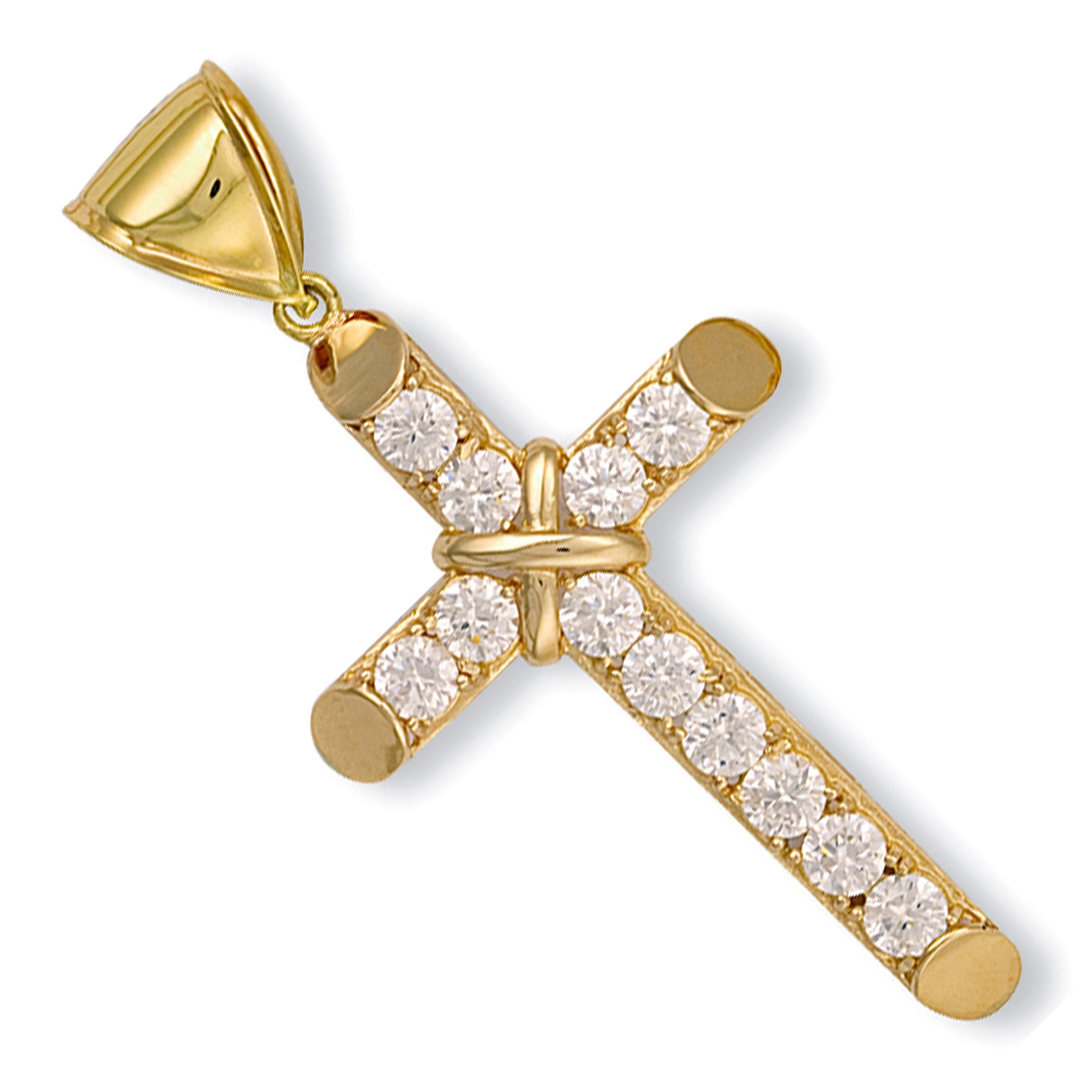 9ct Yellow Gold Claw Set Cubic Zirconia Cross