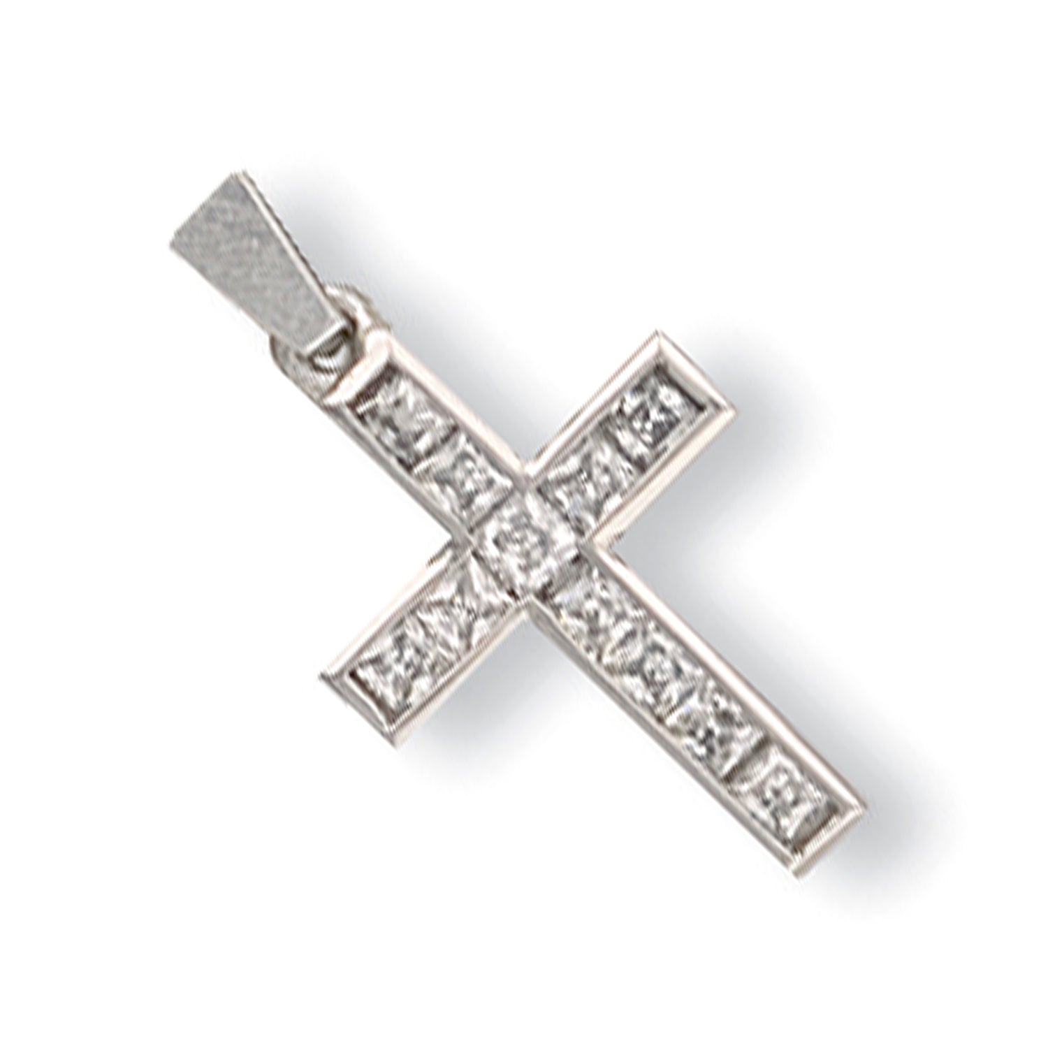 9ct White Gold Princess Cut Cubic Zirconia Cross