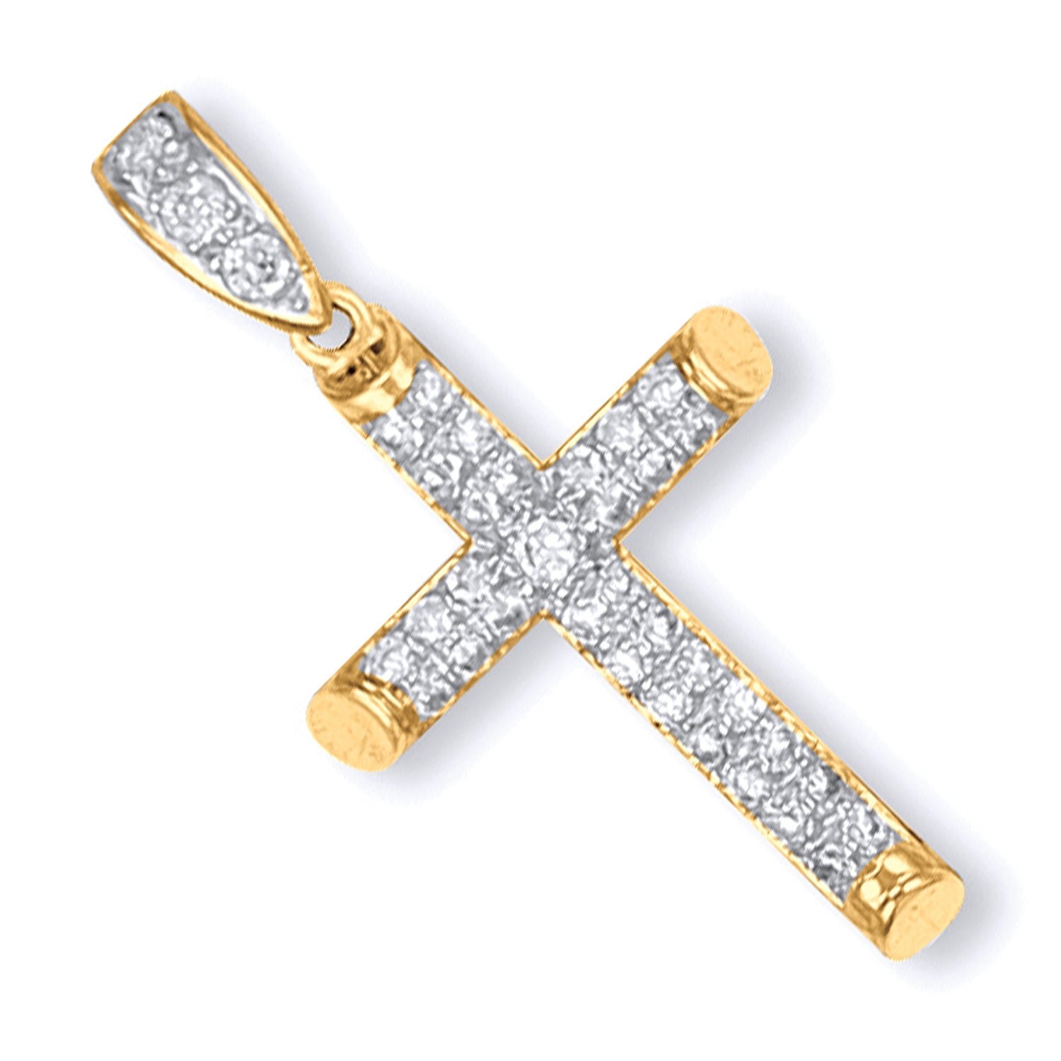 9ct Yellow Gold Round Tubed Cubic Zirconia Cross