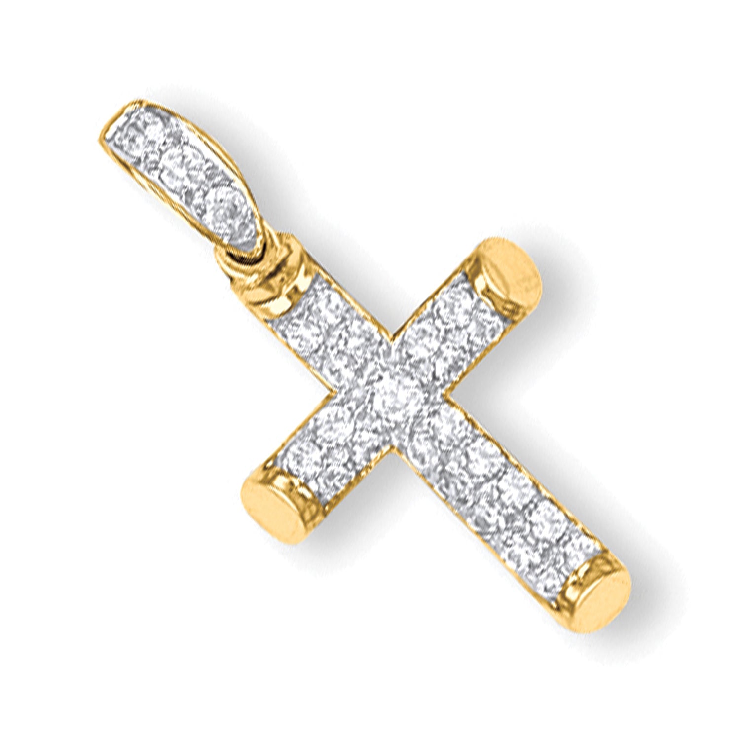 9ct Yellow Gold Round Tubed Cubic Zirconia Cross