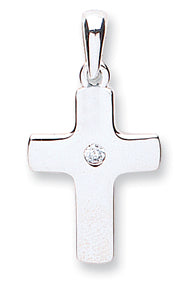 9ct White Gold Cubic Zirconia Cross