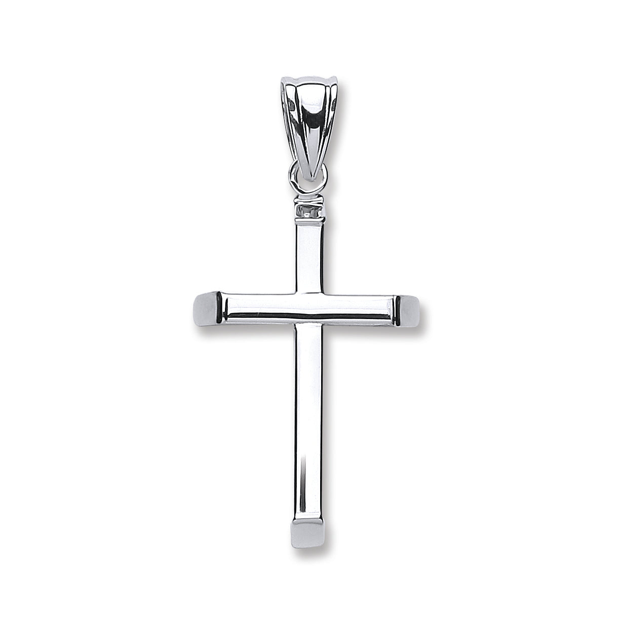 9ct White Gold Plain Hollow Cross