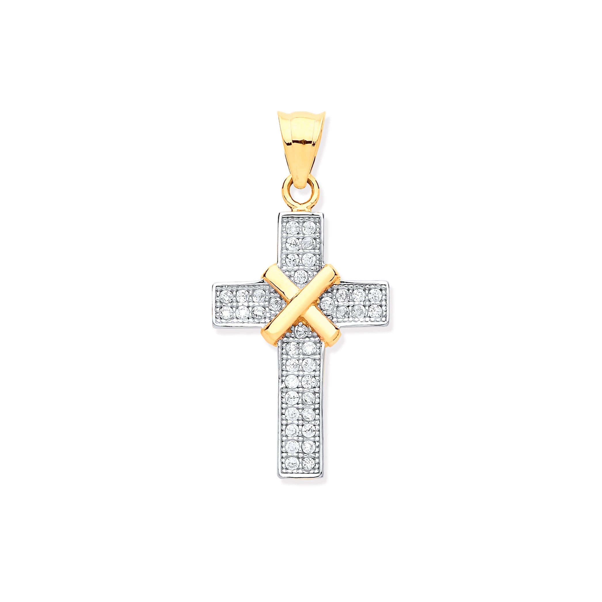 9ct Yellow Gold Cubic Zirconia Cross